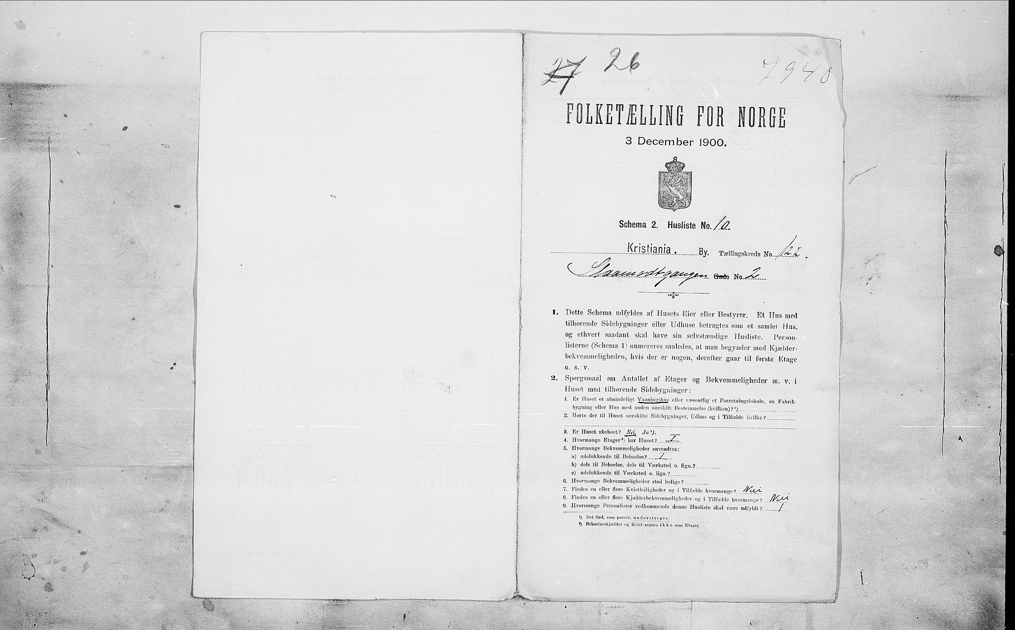 SAO, Folketelling 1900 for 0301 Kristiania kjøpstad, 1900, s. 86114