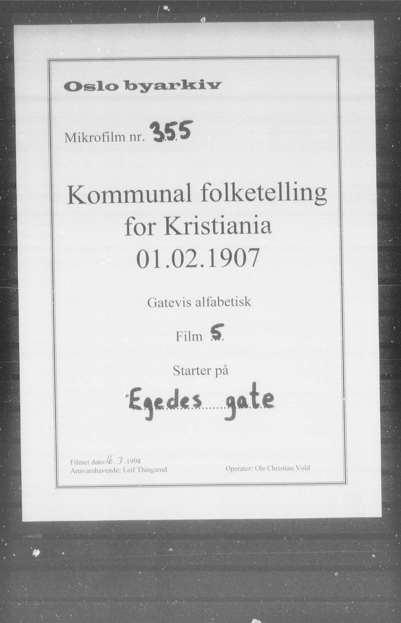 OBA, Kommunal folketelling 1.2.1907 for Kristiania kjøpstad, 1907, s. 9541