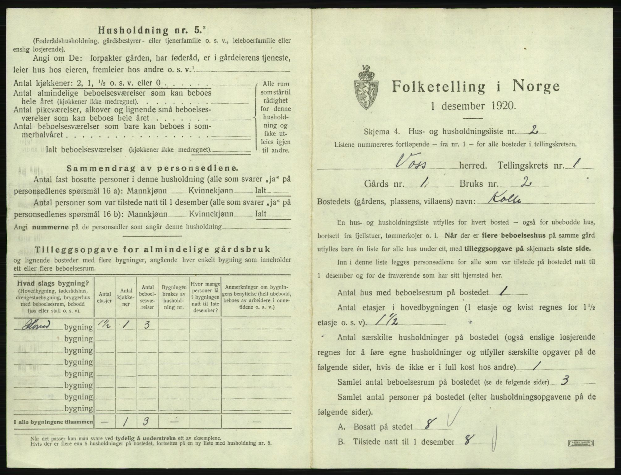 SAB, Folketelling 1920 for 1235 Voss herred, 1920, s. 107