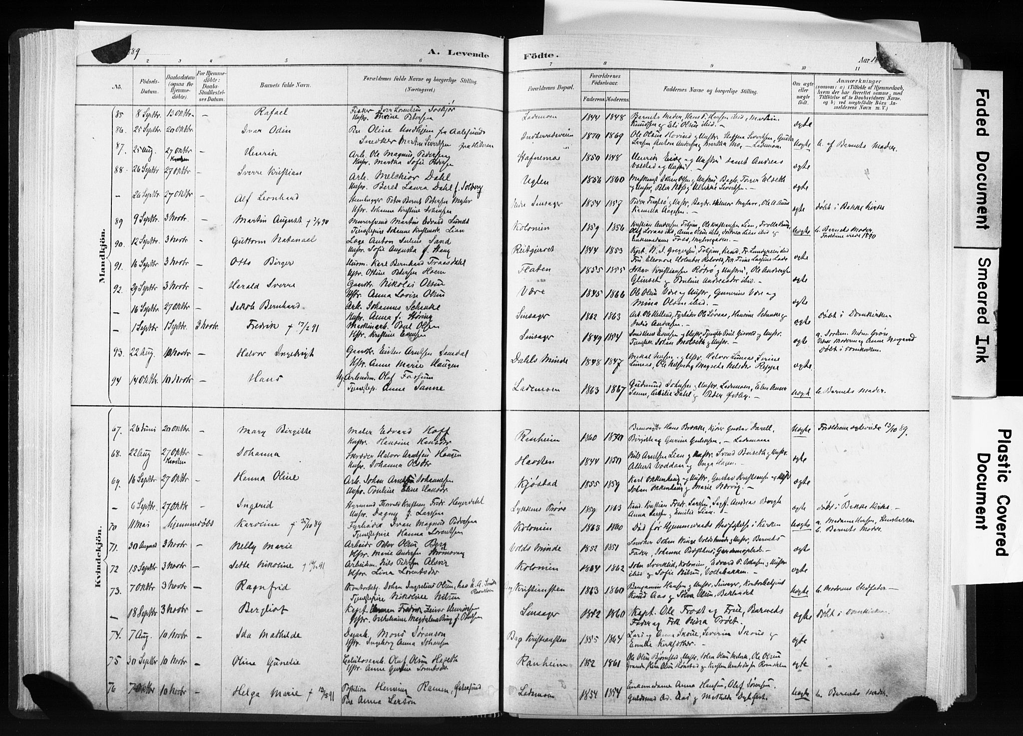 Ministerialprotokoller, klokkerbøker og fødselsregistre - Sør-Trøndelag, SAT/A-1456/606/L0300: Ministerialbok nr. 606A15, 1886-1893, s. 68