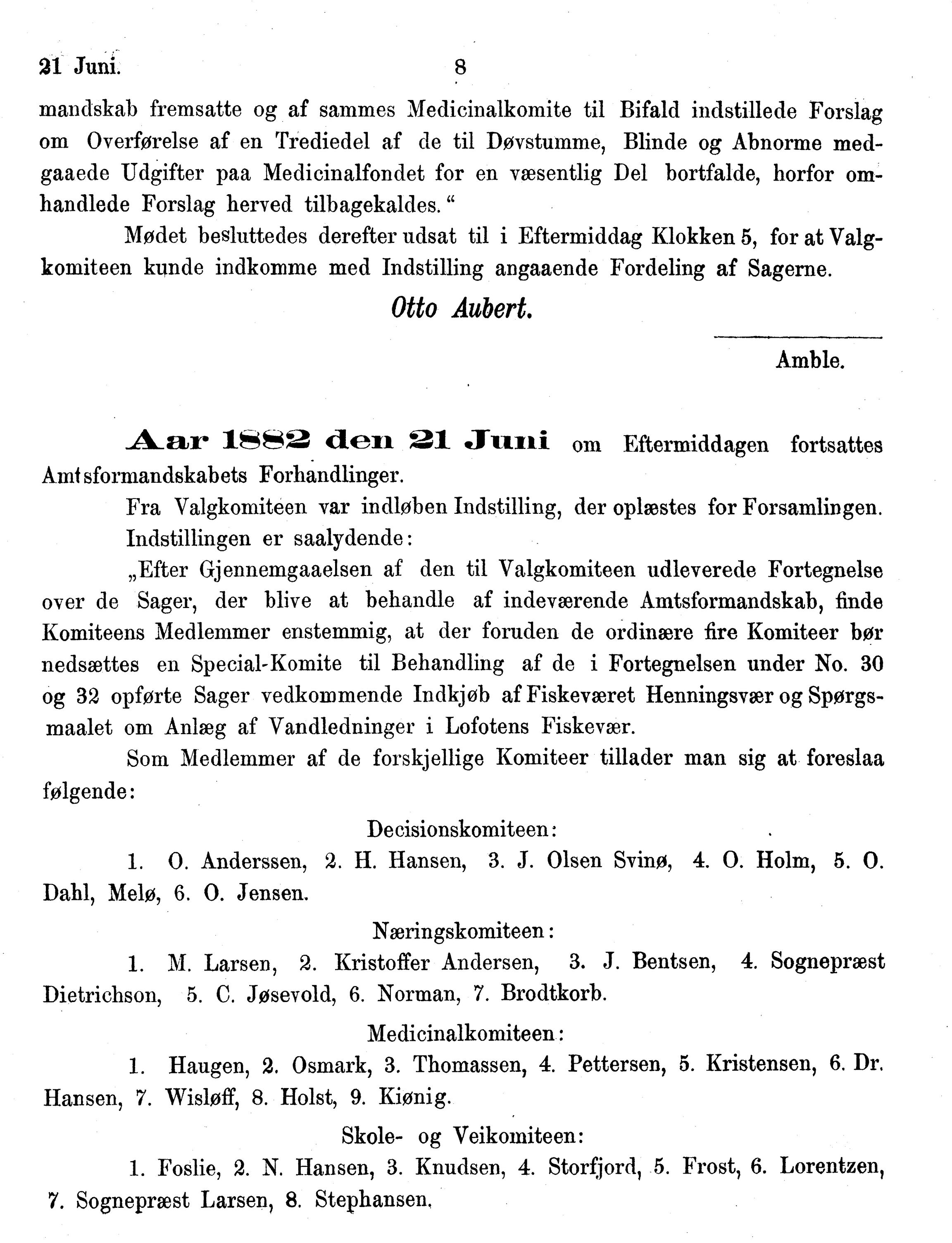 Nordland Fylkeskommune. Fylkestinget, AIN/NFK-17/176/A/Ac/L0014: Fylkestingsforhandlinger 1881-1885, 1881-1885, s. 8
