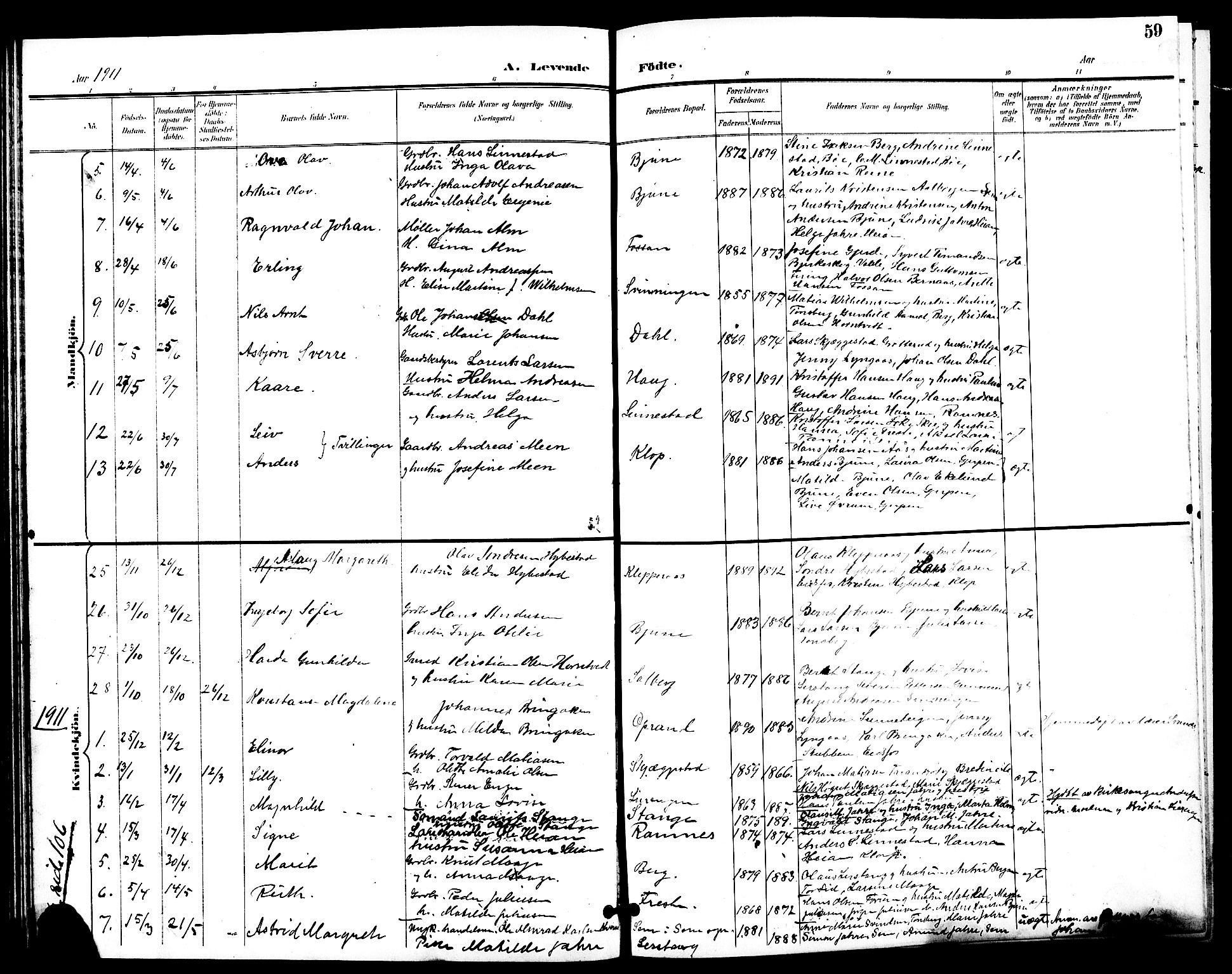 Ramnes kirkebøker, AV/SAKO-A-314/G/Ga/L0004: Klokkerbok nr. I 4, 1896-1911, s. 59