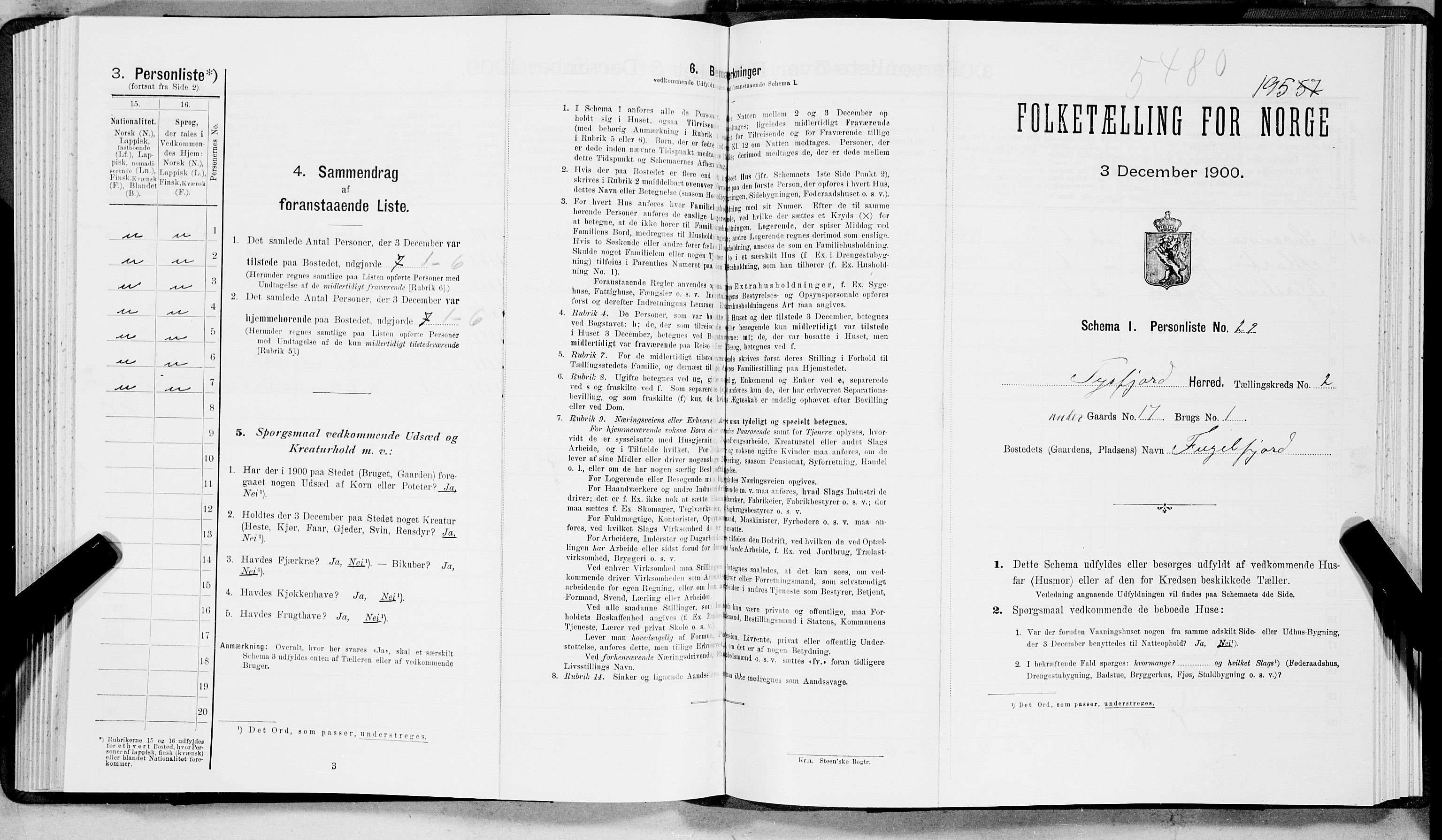 SAT, Folketelling 1900 for 1850 Tysfjord herred, 1900, s. 208