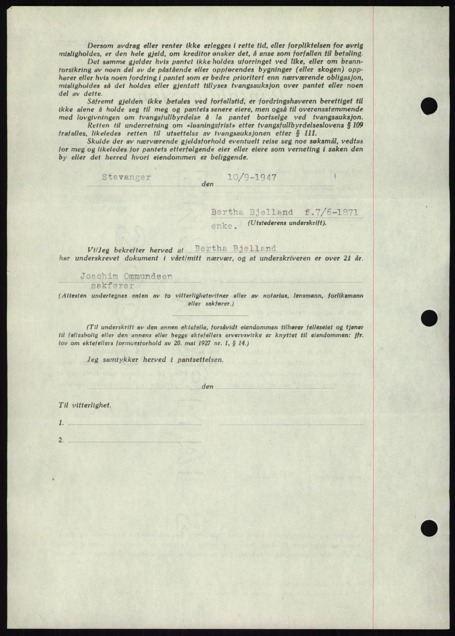 Stavanger byrett, SAST/A-100455/002/G/Gb/L0032: Pantebok, 1947-1950, Dagboknr: 2134/1947