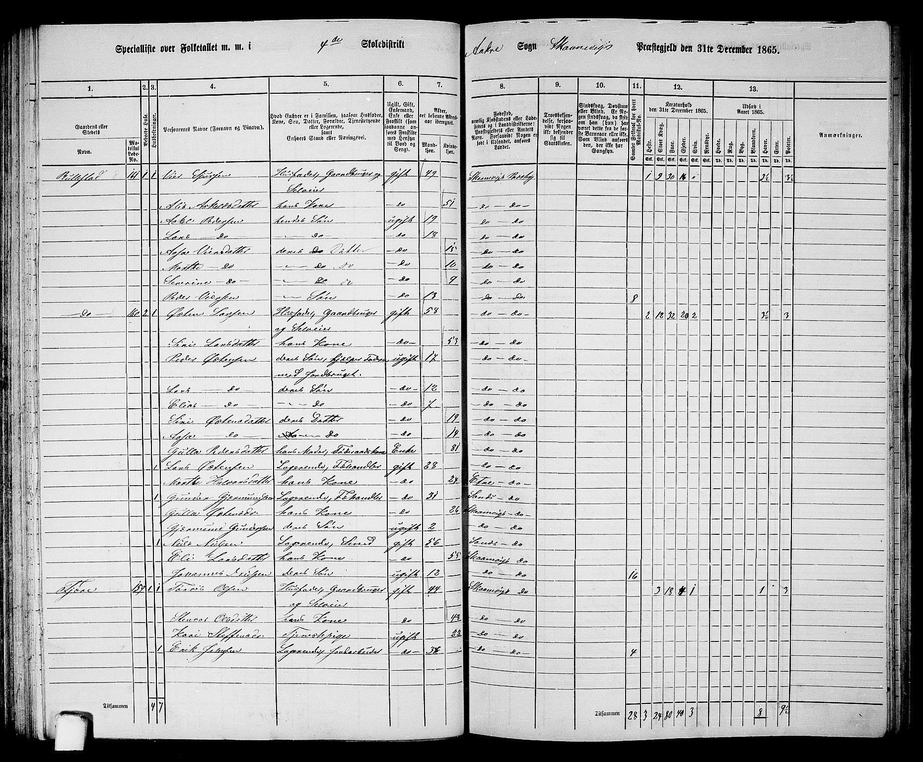 RA, Folketelling 1865 for 1212P Skånevik prestegjeld, 1865, s. 66