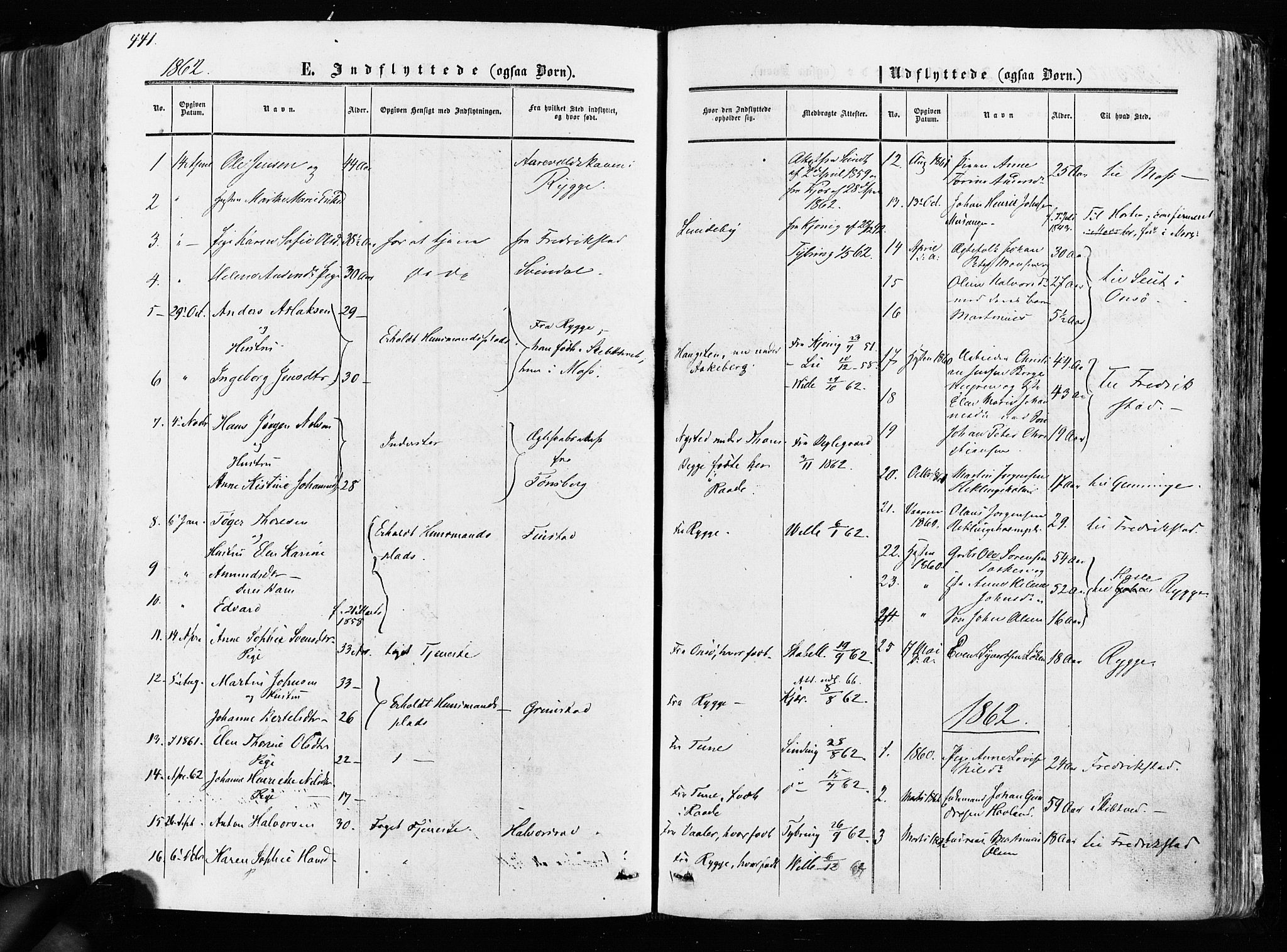 Råde prestekontor kirkebøker, AV/SAO-A-2009/F/Fa/L0006: Ministerialbok nr. 6, 1854-1877, s. 441