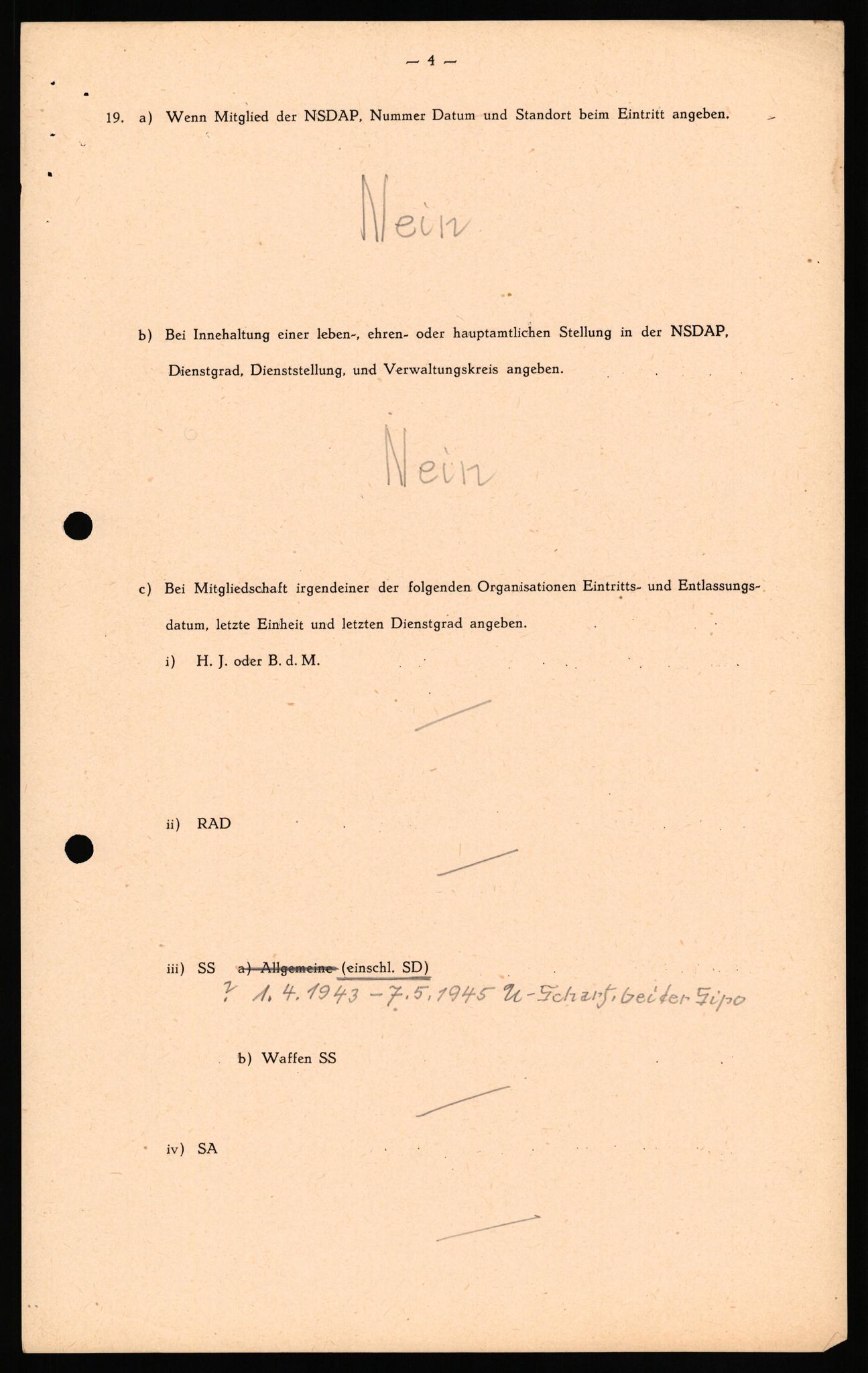 Forsvaret, Forsvarets overkommando II, RA/RAFA-3915/D/Db/L0034: CI Questionaires. Tyske okkupasjonsstyrker i Norge. Tyskere., 1945-1946, s. 117