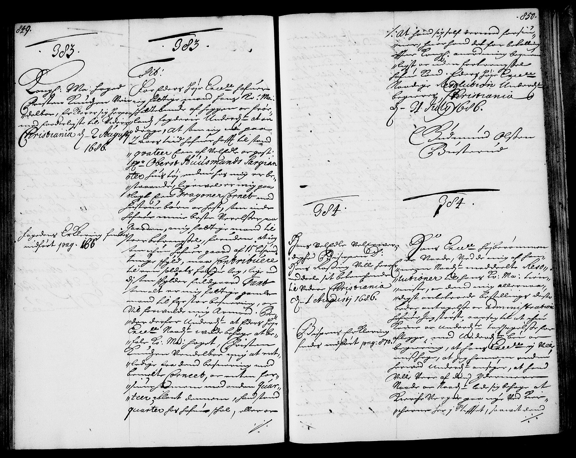 Stattholderembetet 1572-1771, RA/EA-2870/Ae/L0002: Supplikasjons- og resolusjonsprotokoll, 1686, s. 849-850