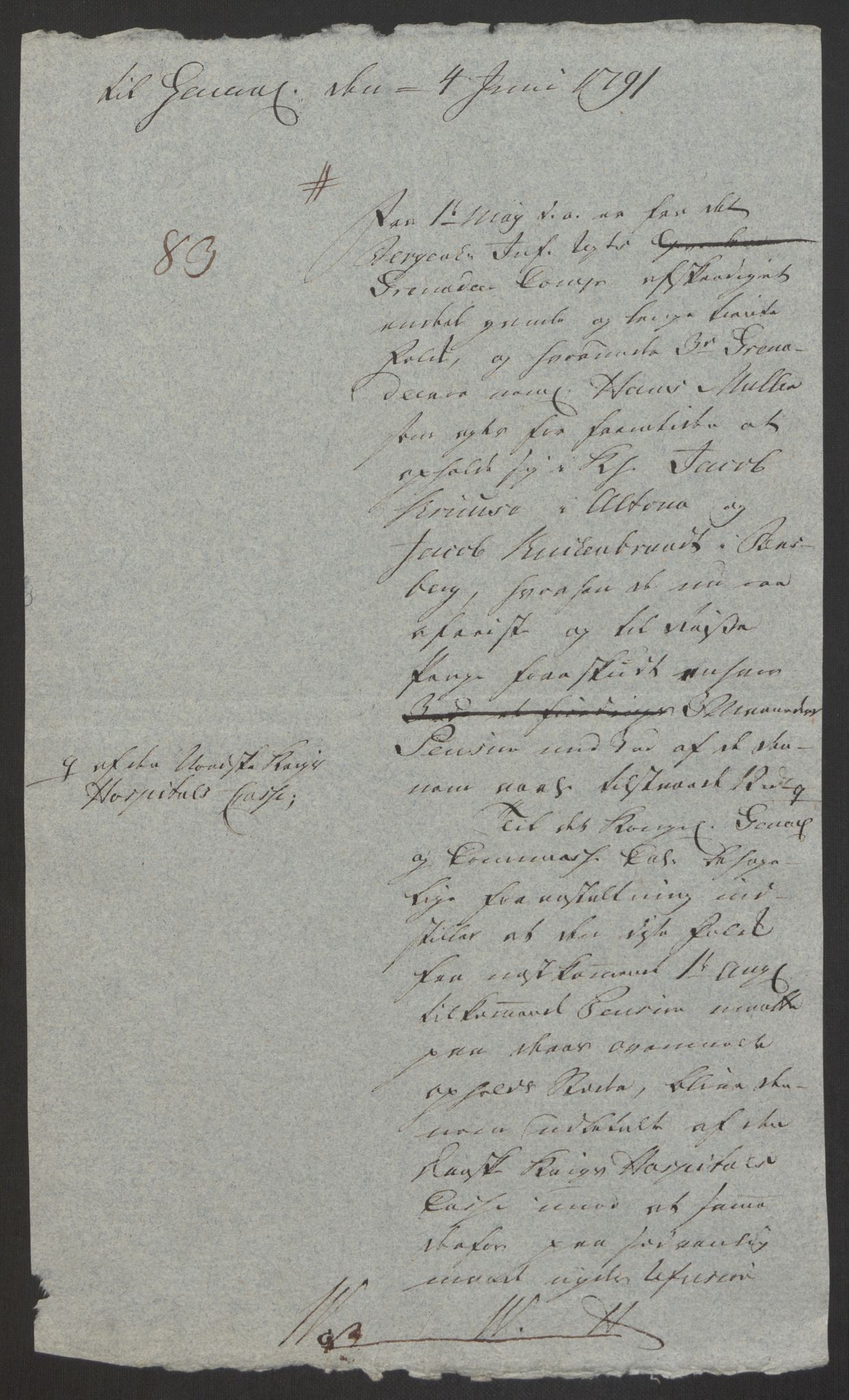 Forsvaret, Den norske kvesthuskasse/krigshospitalkasse, AV/RA-RAFA-1887/F/Fa/L0008: Konsepter, 1790-1793, s. 508
