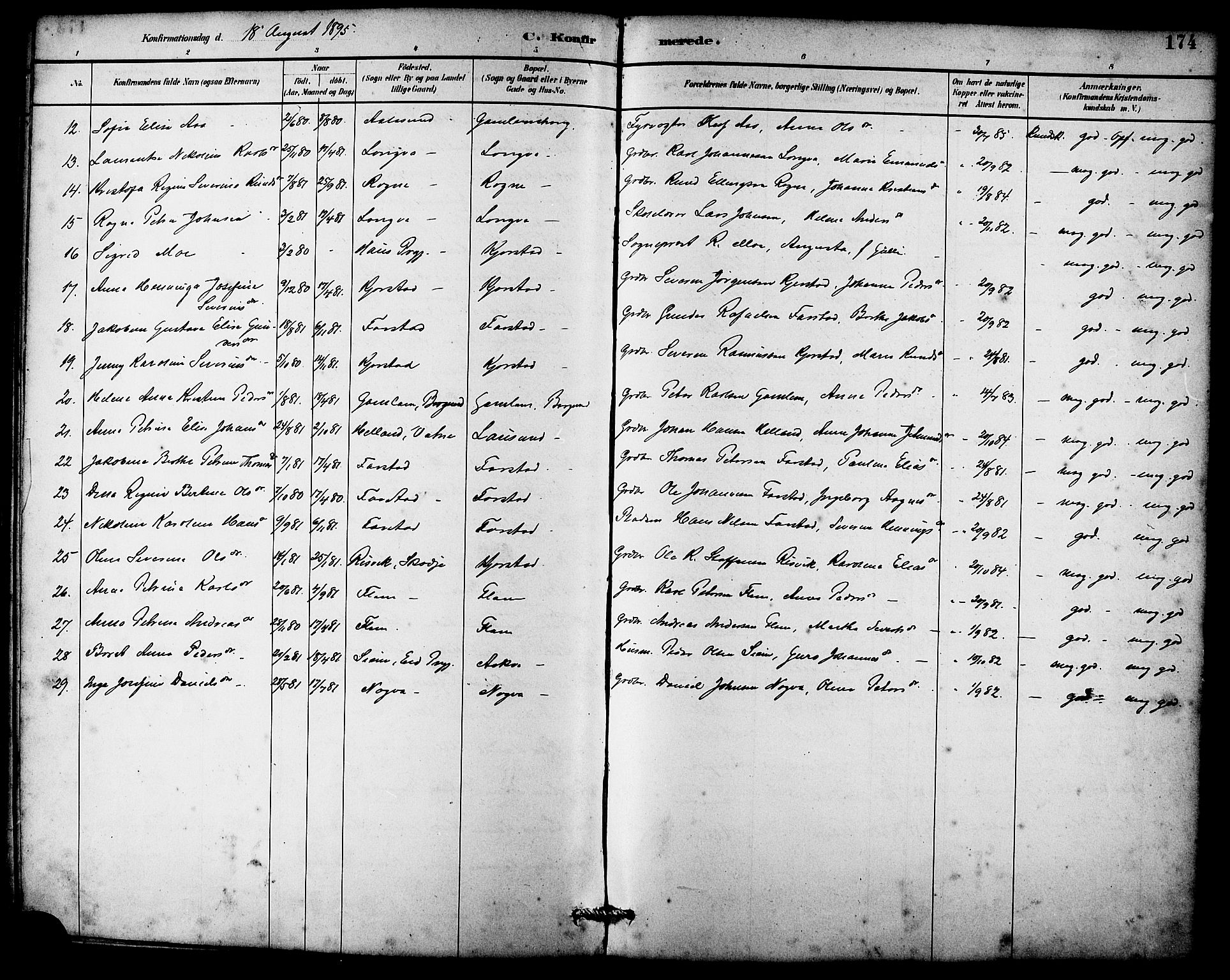 Ministerialprotokoller, klokkerbøker og fødselsregistre - Møre og Romsdal, AV/SAT-A-1454/536/L0510: Klokkerbok nr. 536C05, 1881-1898, s. 174