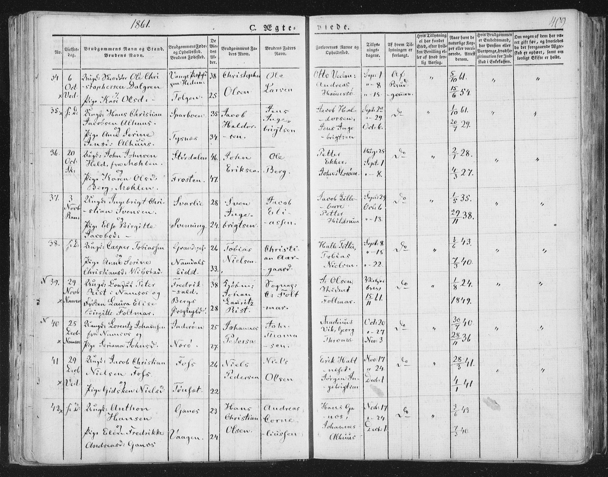 Ministerialprotokoller, klokkerbøker og fødselsregistre - Nord-Trøndelag, AV/SAT-A-1458/764/L0552: Ministerialbok nr. 764A07b, 1824-1865, s. 409