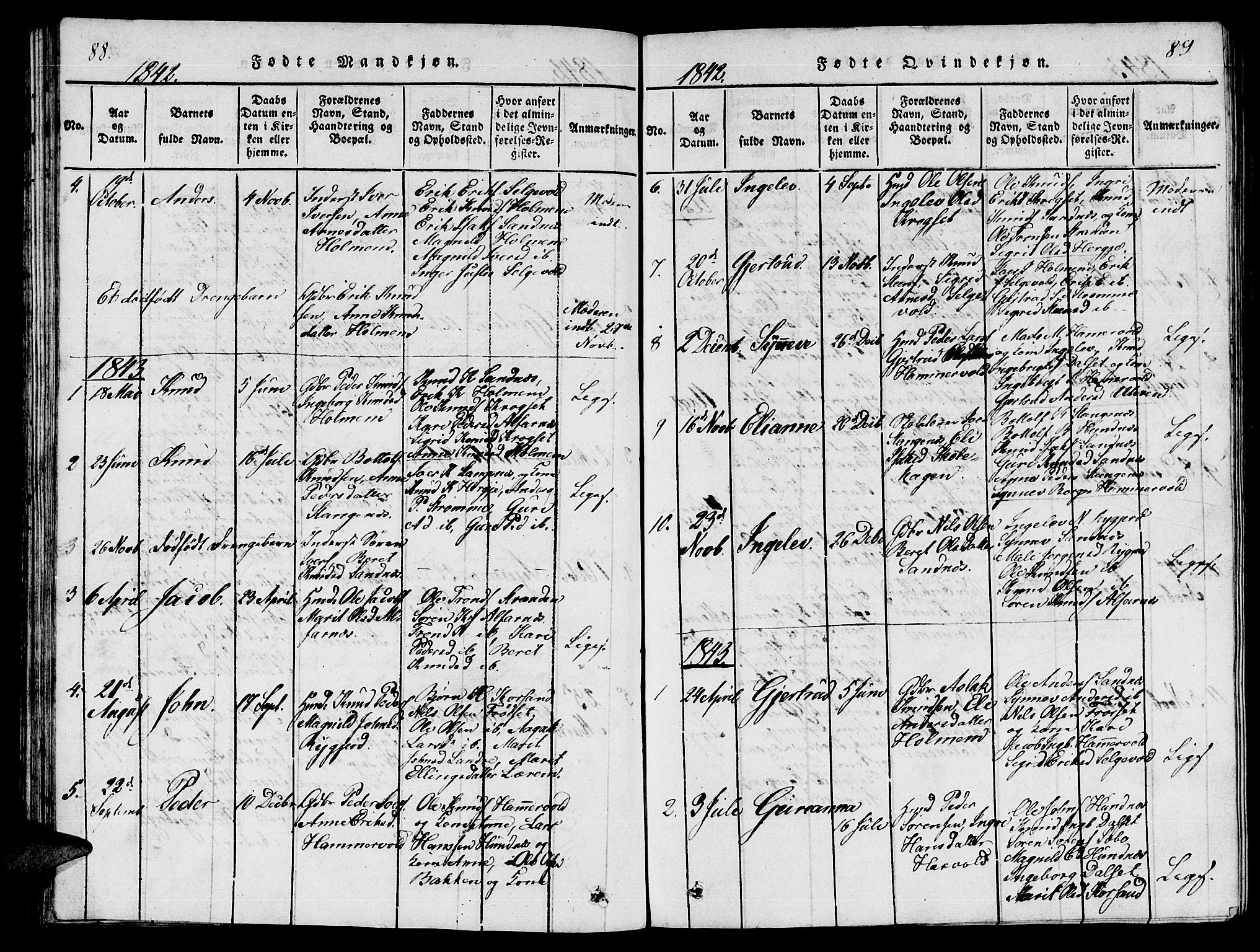 Ministerialprotokoller, klokkerbøker og fødselsregistre - Møre og Romsdal, SAT/A-1454/548/L0613: Klokkerbok nr. 548C01, 1818-1846, s. 88-89