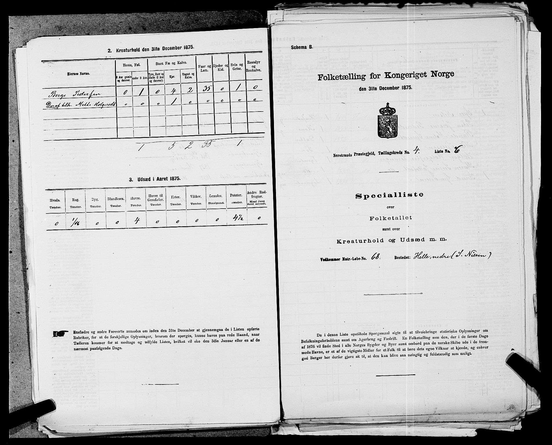 SAST, Folketelling 1875 for 1139P Nedstrand prestegjeld, 1875, s. 157