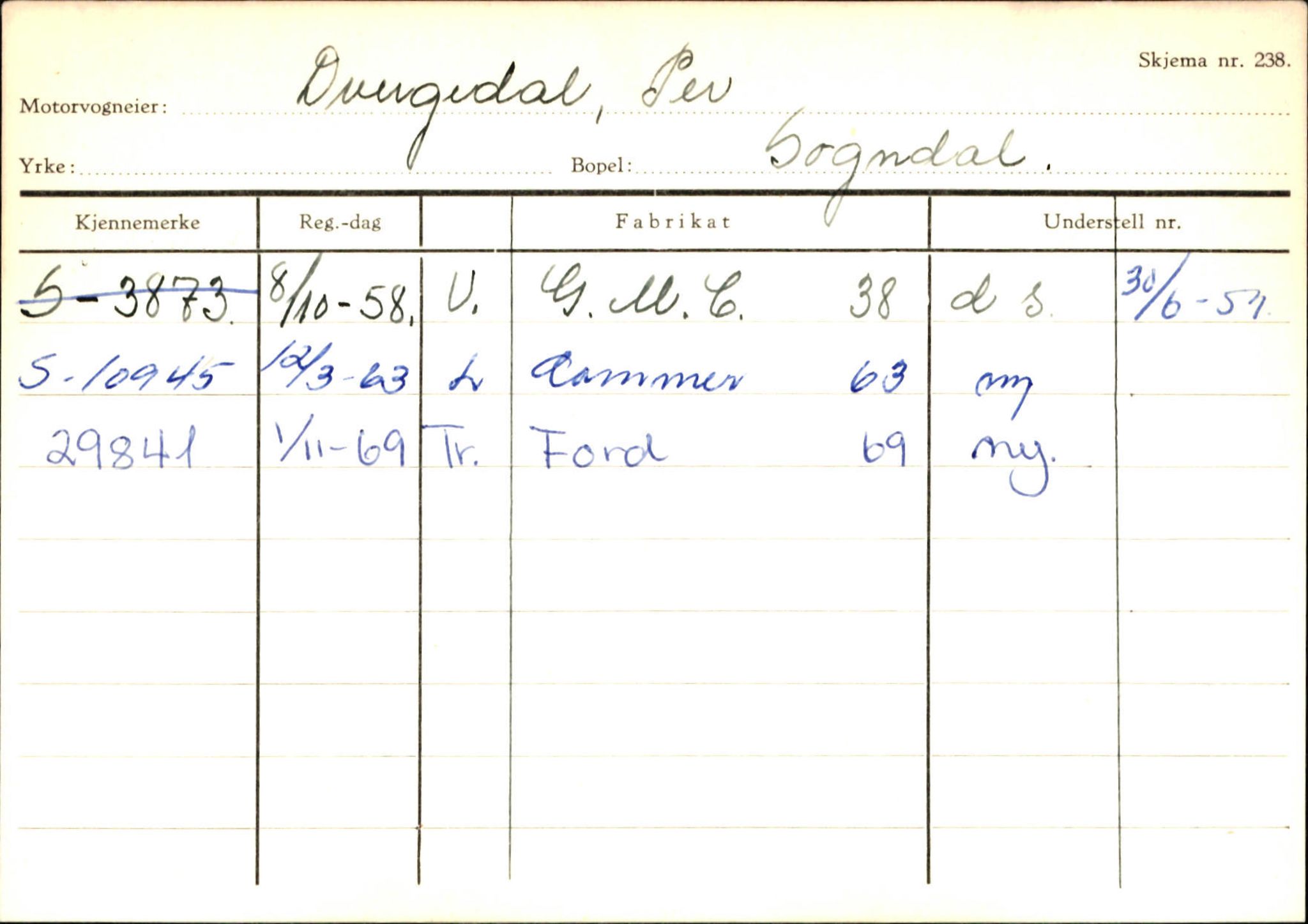 Statens vegvesen, Sogn og Fjordane vegkontor, AV/SAB-A-5301/4/F/L0124: Eigarregister Sogndal A-U, 1945-1975, s. 316