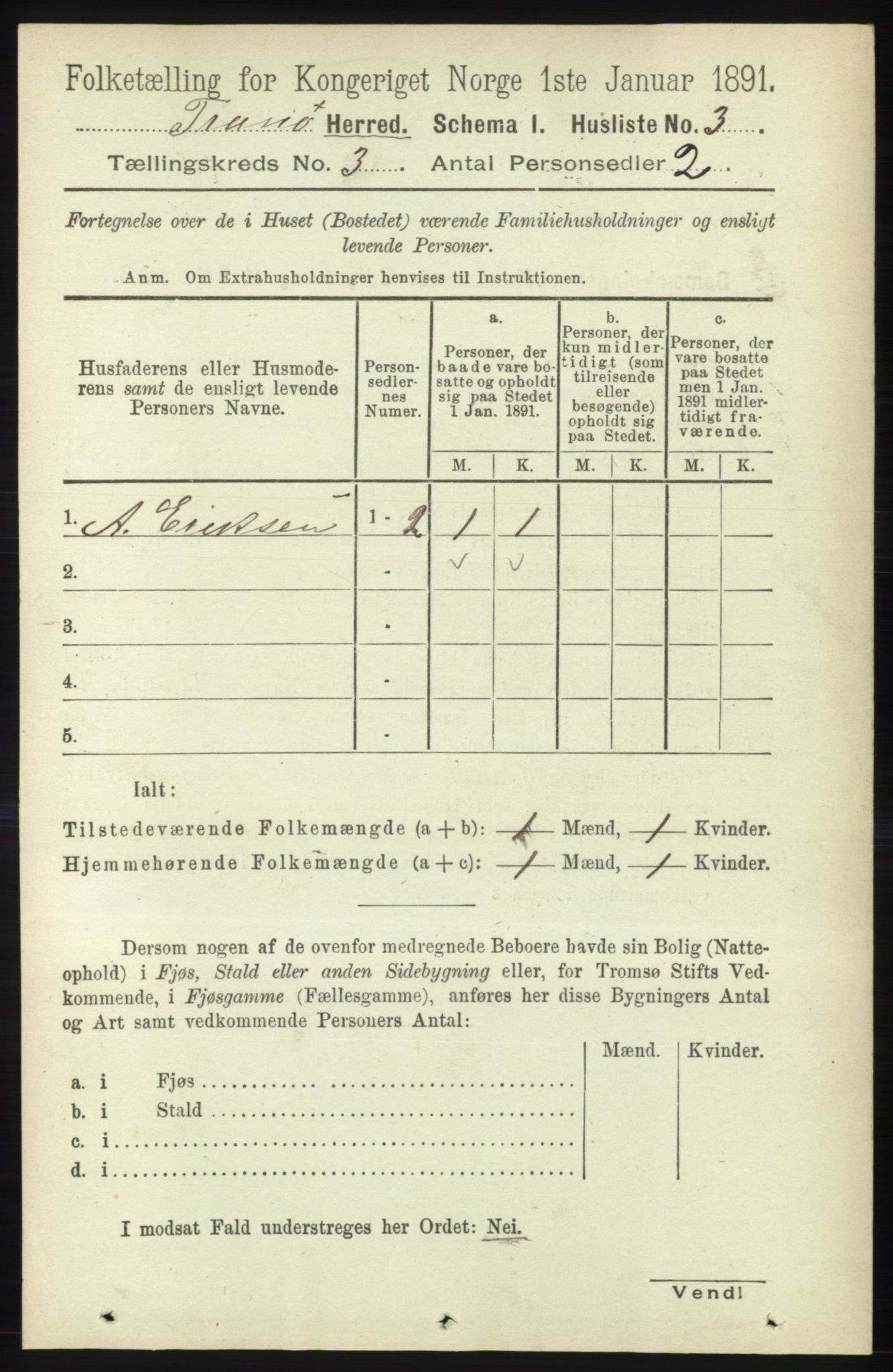 RA, Folketelling 1891 for 1927 Tranøy herred, 1891, s. 806