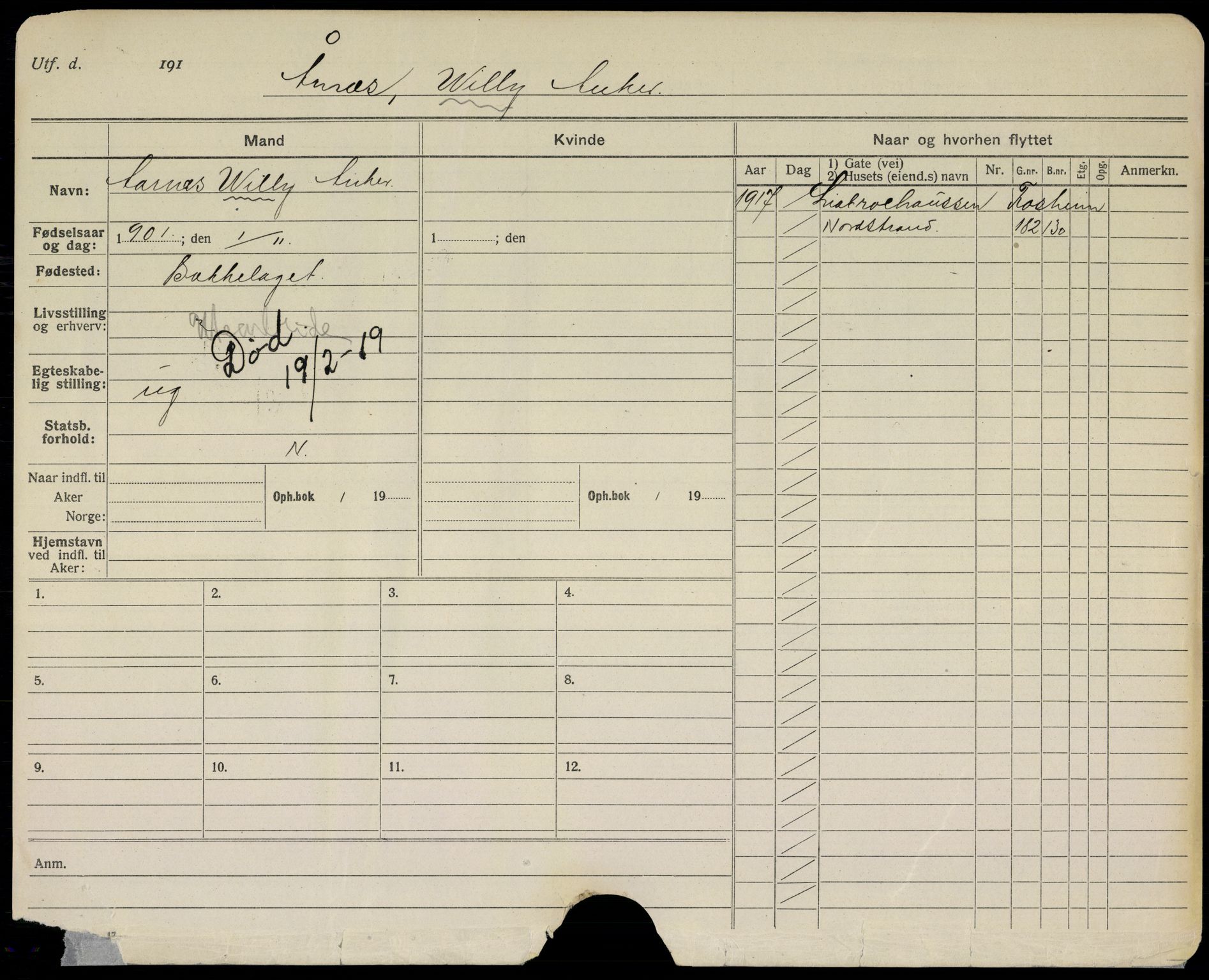 Oslo folkeregister, Registerkort, AV/SAO-A-11715/G/Ga/L0001: Menn, 1918-1923