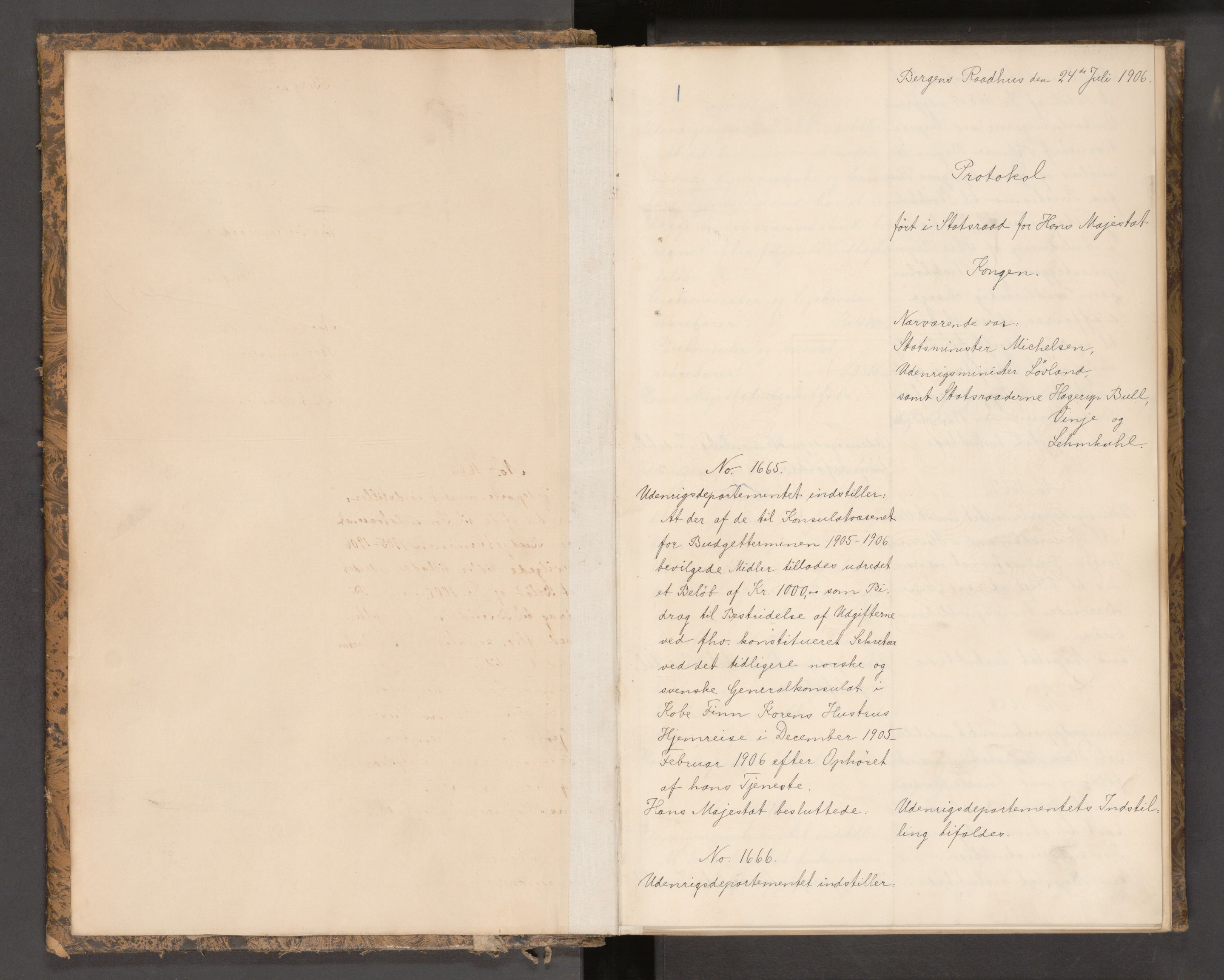 Statsrådssekretariatet, AV/RA-S-1001/A/Ac/L0004: Kgl. res. nr. 1665-2309, 3. kvartal, 1906