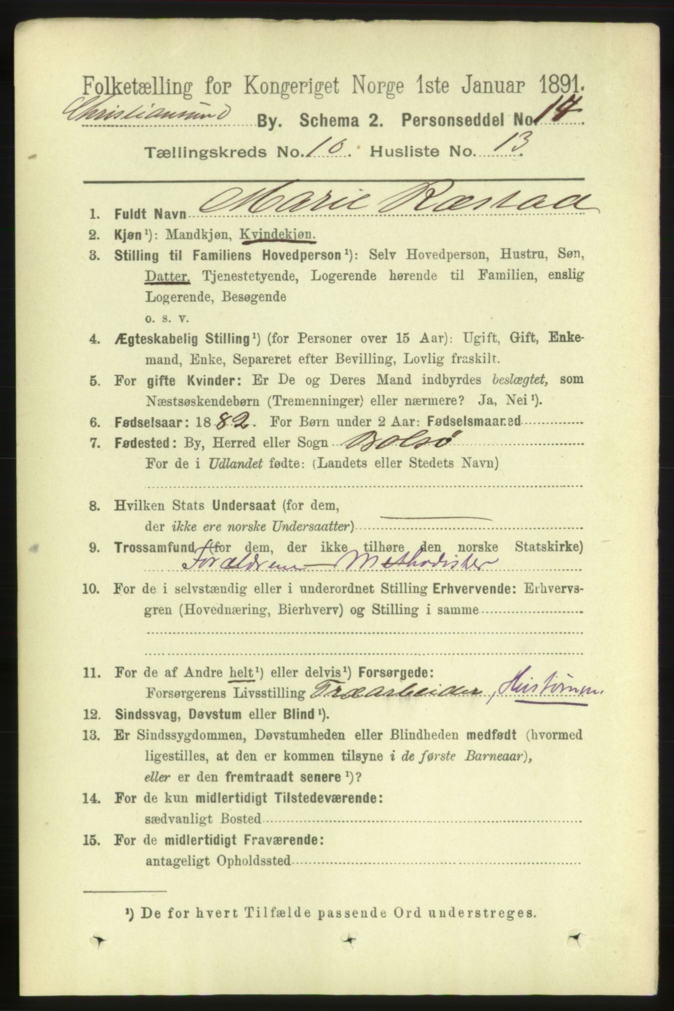 RA, Folketelling 1891 for 1503 Kristiansund kjøpstad, 1891, s. 8378