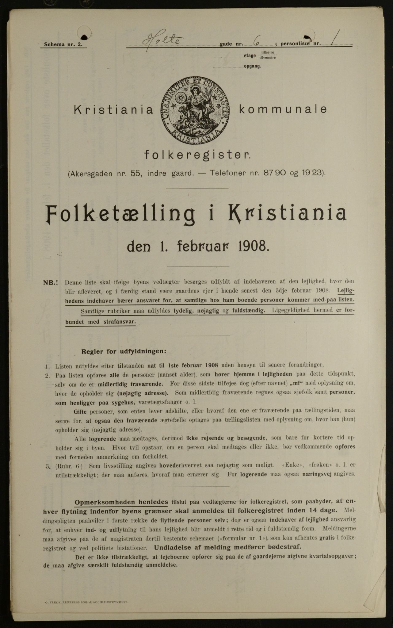 OBA, Kommunal folketelling 1.2.1908 for Kristiania kjøpstad, 1908, s. 37031