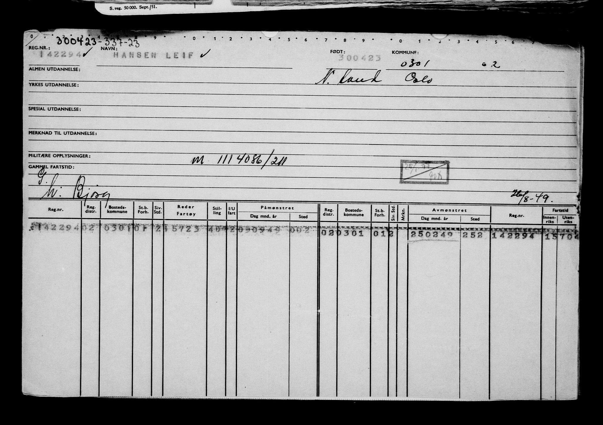 Direktoratet for sjømenn, AV/RA-S-3545/G/Gb/L0218: Hovedkort, 1923, s. 439