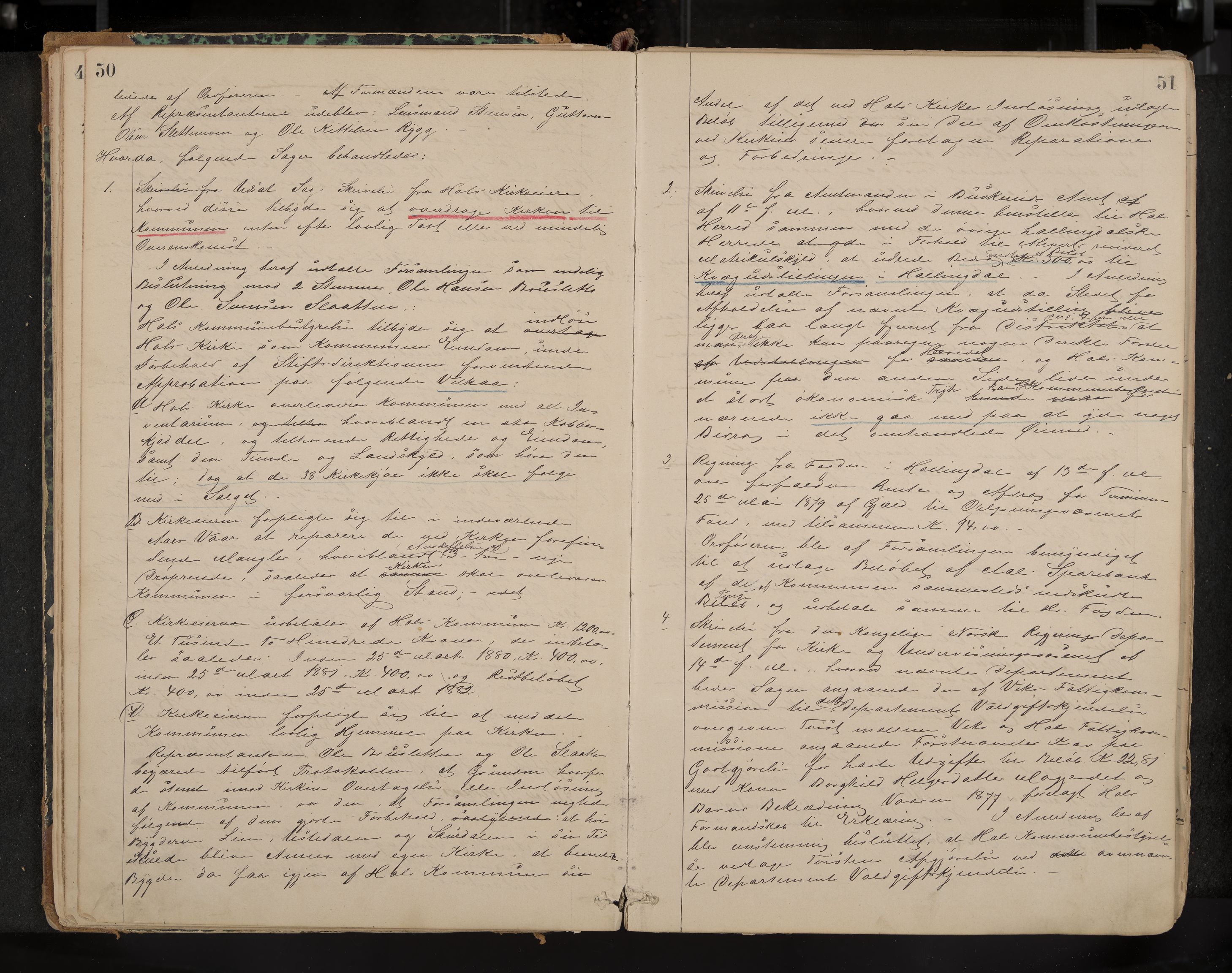 Hol formannskap og sentraladministrasjon, IKAK/0620021-1/A/L0001: Møtebok, 1877-1893, s. 50-51