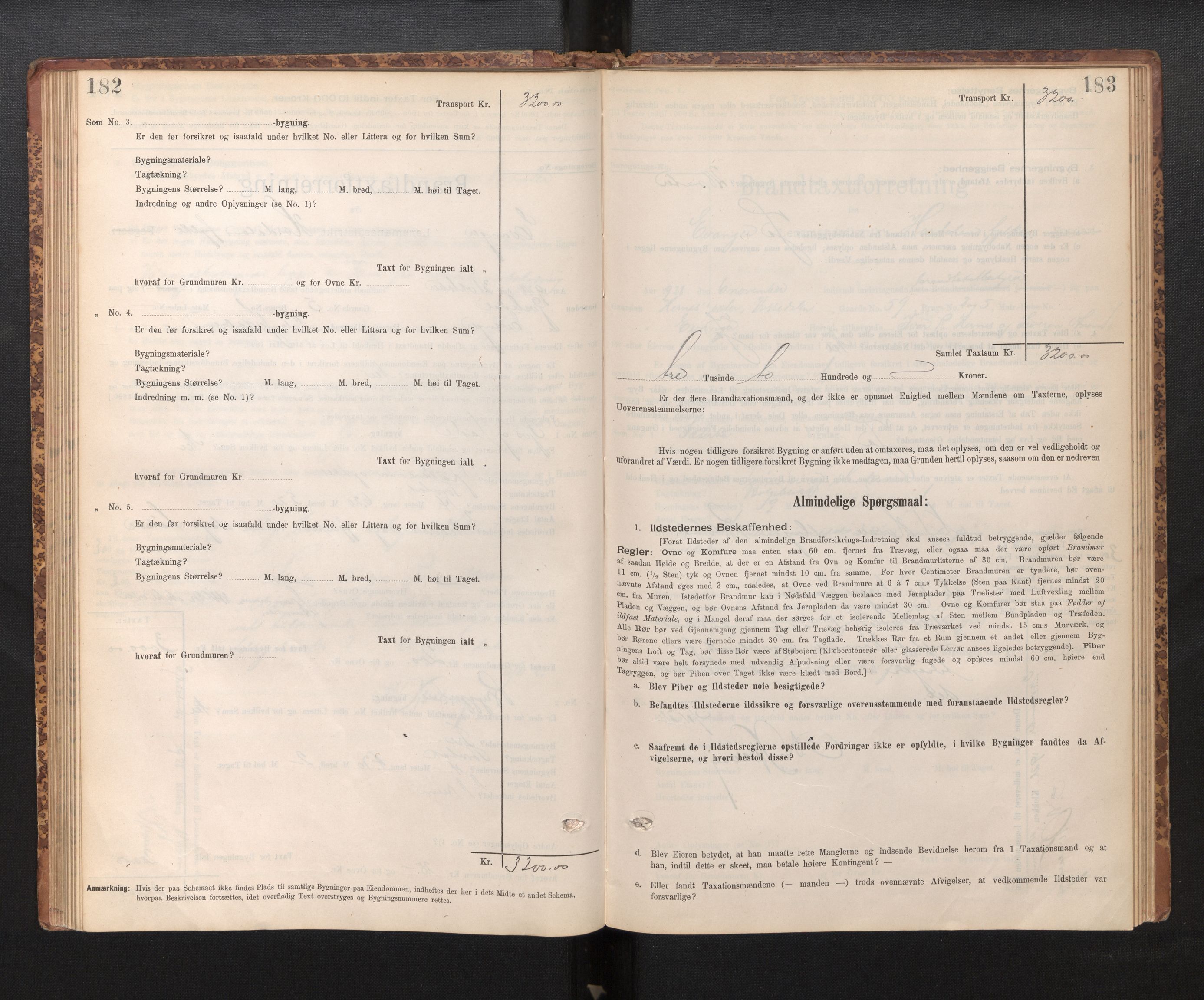 Lensmannen i Evanger, SAB/A-31701/0012/L0005: Branntakstprotokoll, skjematakst, 1895-1935, s. 182-183