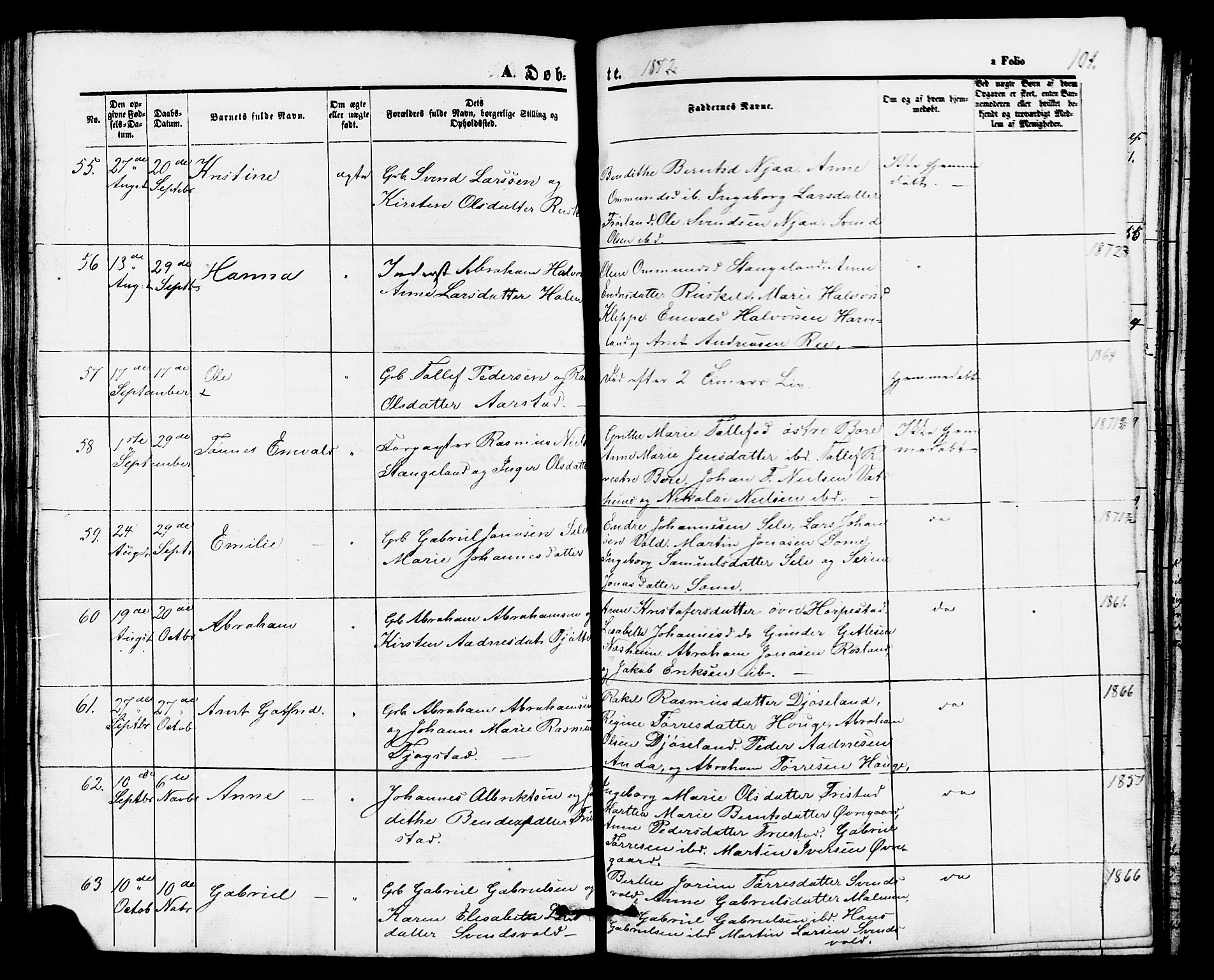 Klepp sokneprestkontor, AV/SAST-A-101803/001/3/30BB/L0002: Klokkerbok nr. B 2, 1860-1875, s. 101