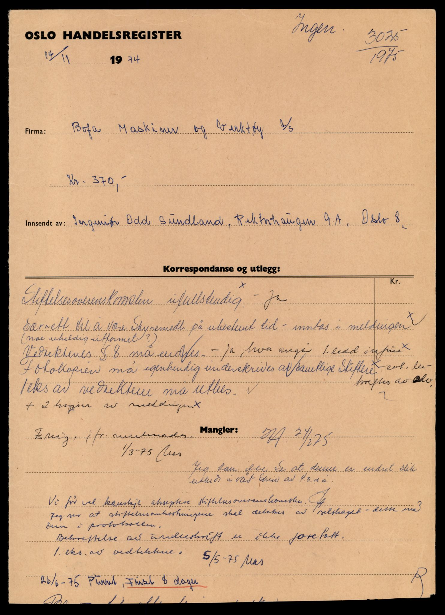 Oslo byfogd, Handelsregisteret, SAT/A-10867/G/Gc/Gca/L0085: Ikke konverterte foretak, Bof-Bogs, 1890-1990, s. 1