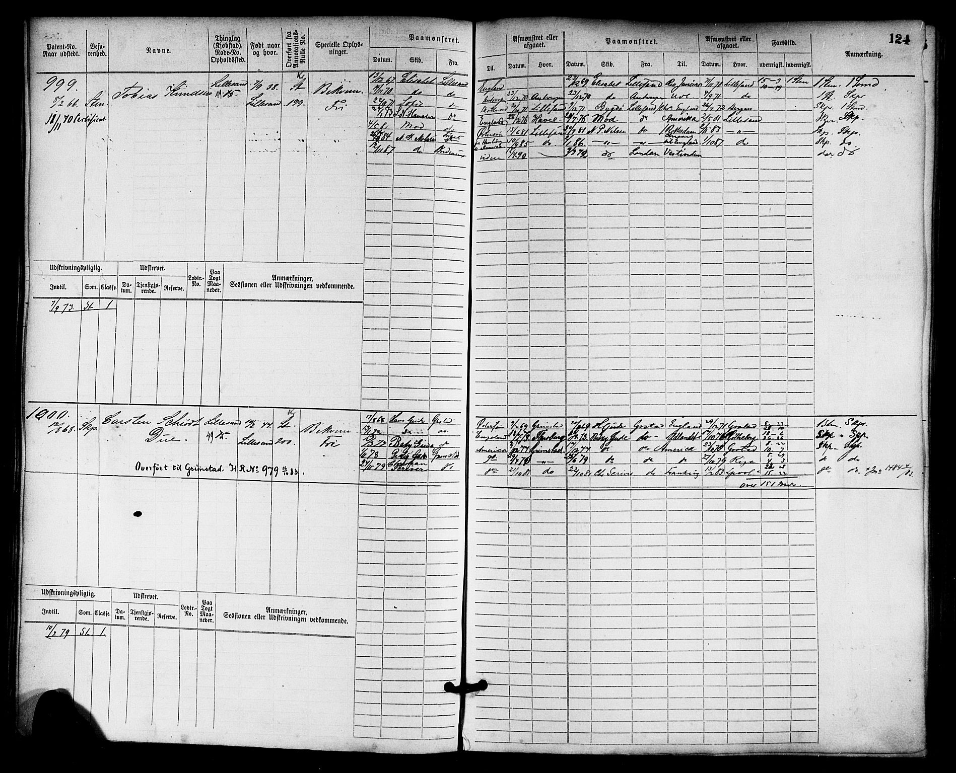 Lillesand mønstringskrets, SAK/2031-0014/F/Fb/L0013: Hovedrulle nr 755-1516 uten register, G-4, 1869-1920, s. 128