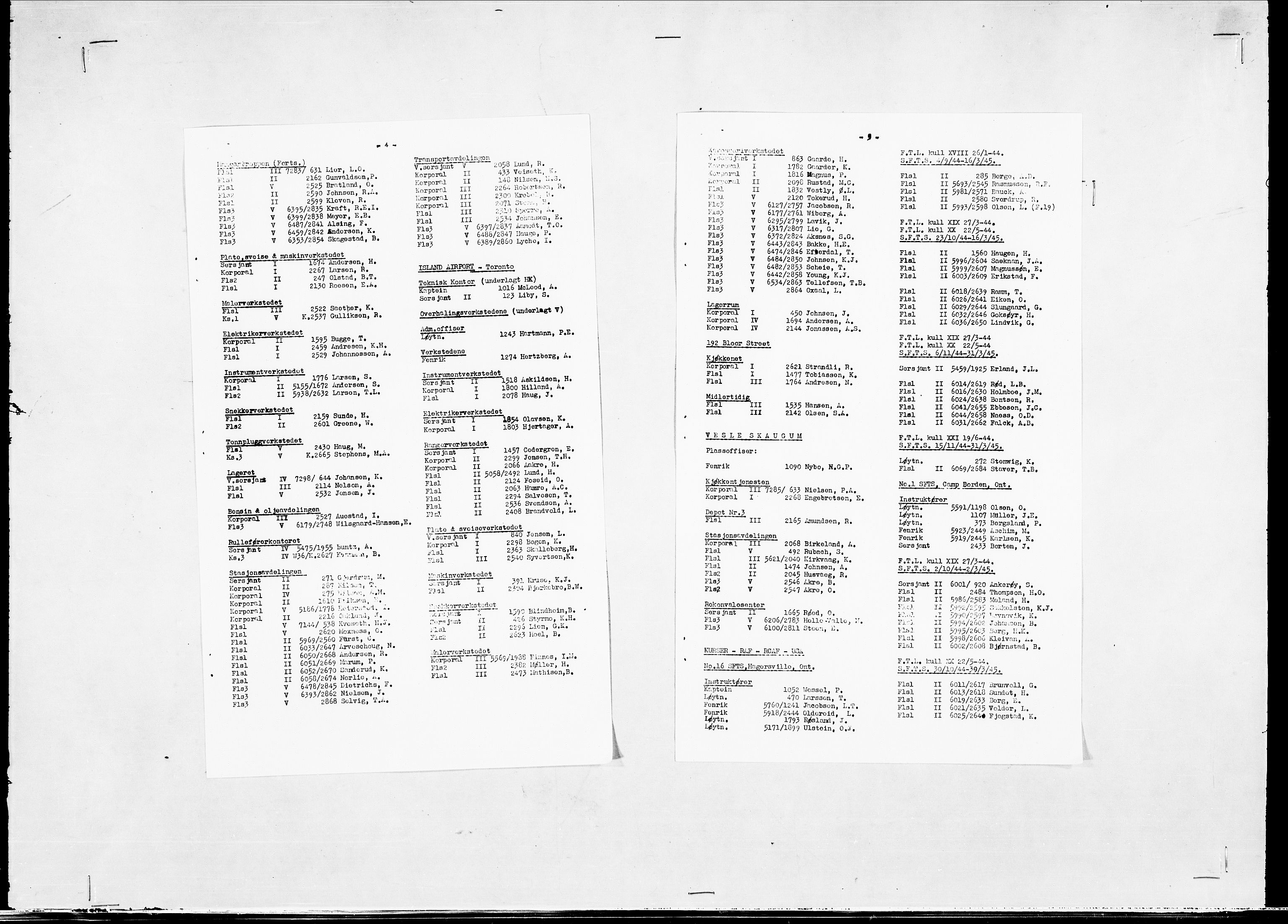 Forsvaret, Flyvåpnenes treningsleir 1940-1945, RA/RAFA-3974/V/L0038: Ekspedisjonskontoret. 8. Personellkontoret, 1940-1945