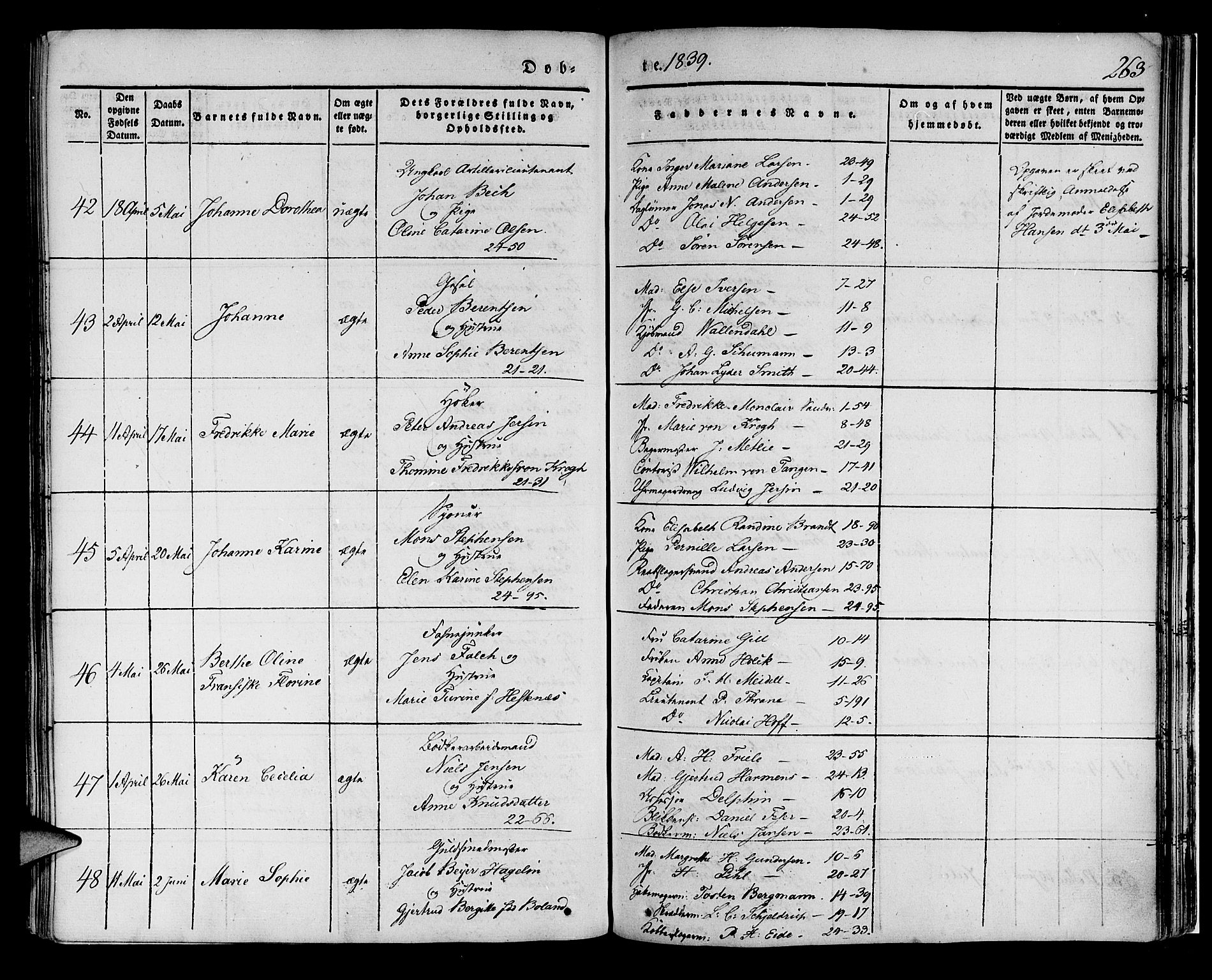 Korskirken sokneprestembete, AV/SAB-A-76101/H/Haa/L0015: Ministerialbok nr. B 1, 1833-1841, s. 263