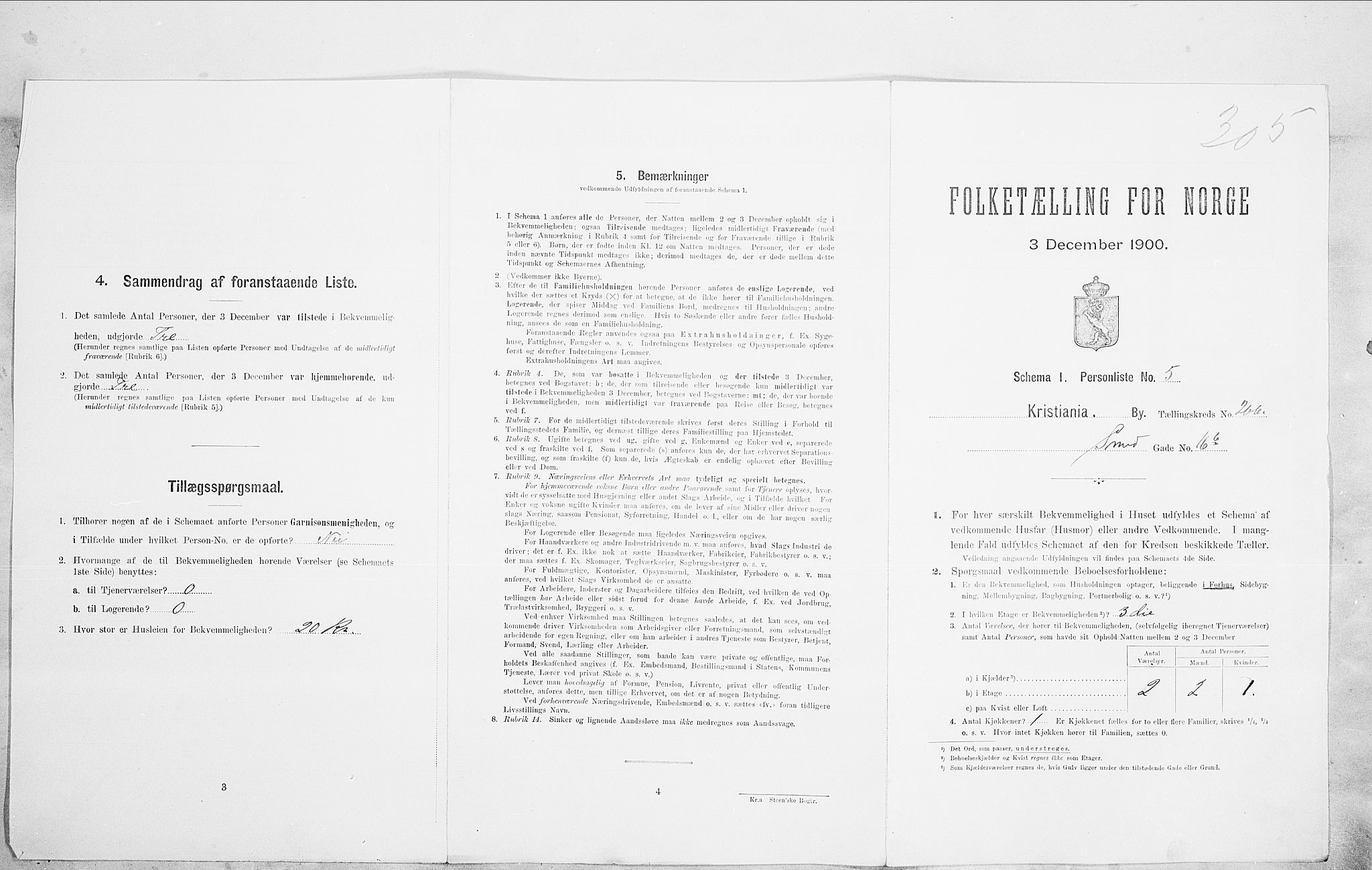 SAO, Folketelling 1900 for 0301 Kristiania kjøpstad, 1900, s. 86743