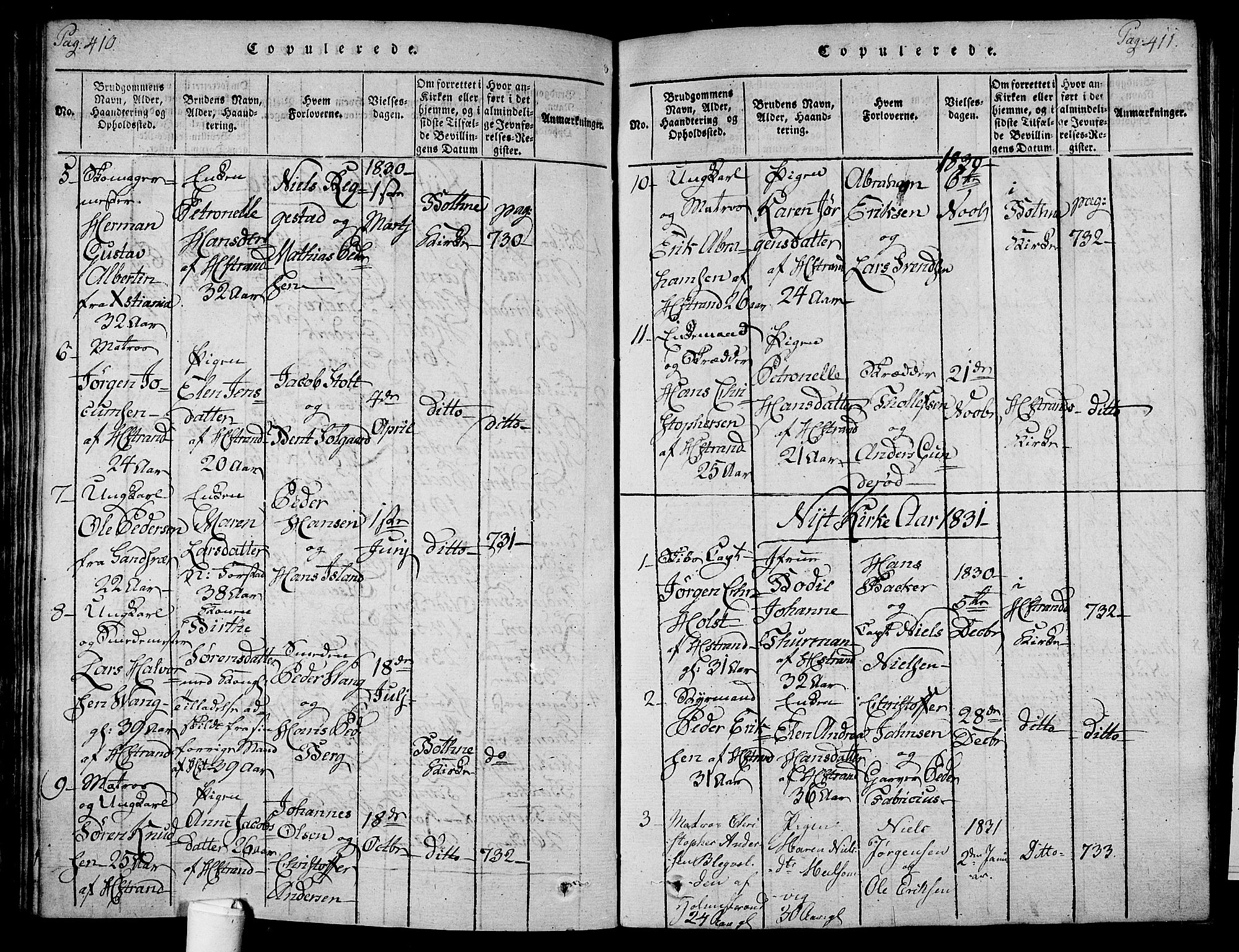 Holmestrand kirkebøker, AV/SAKO-A-346/F/Fa/L0001: Ministerialbok nr. 1, 1814-1840, s. 410-411
