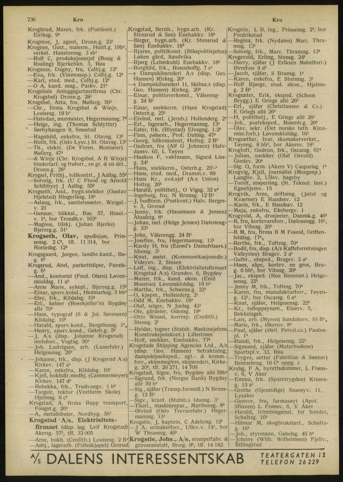 Kristiania/Oslo adressebok, PUBL/-, 1946, s. 736