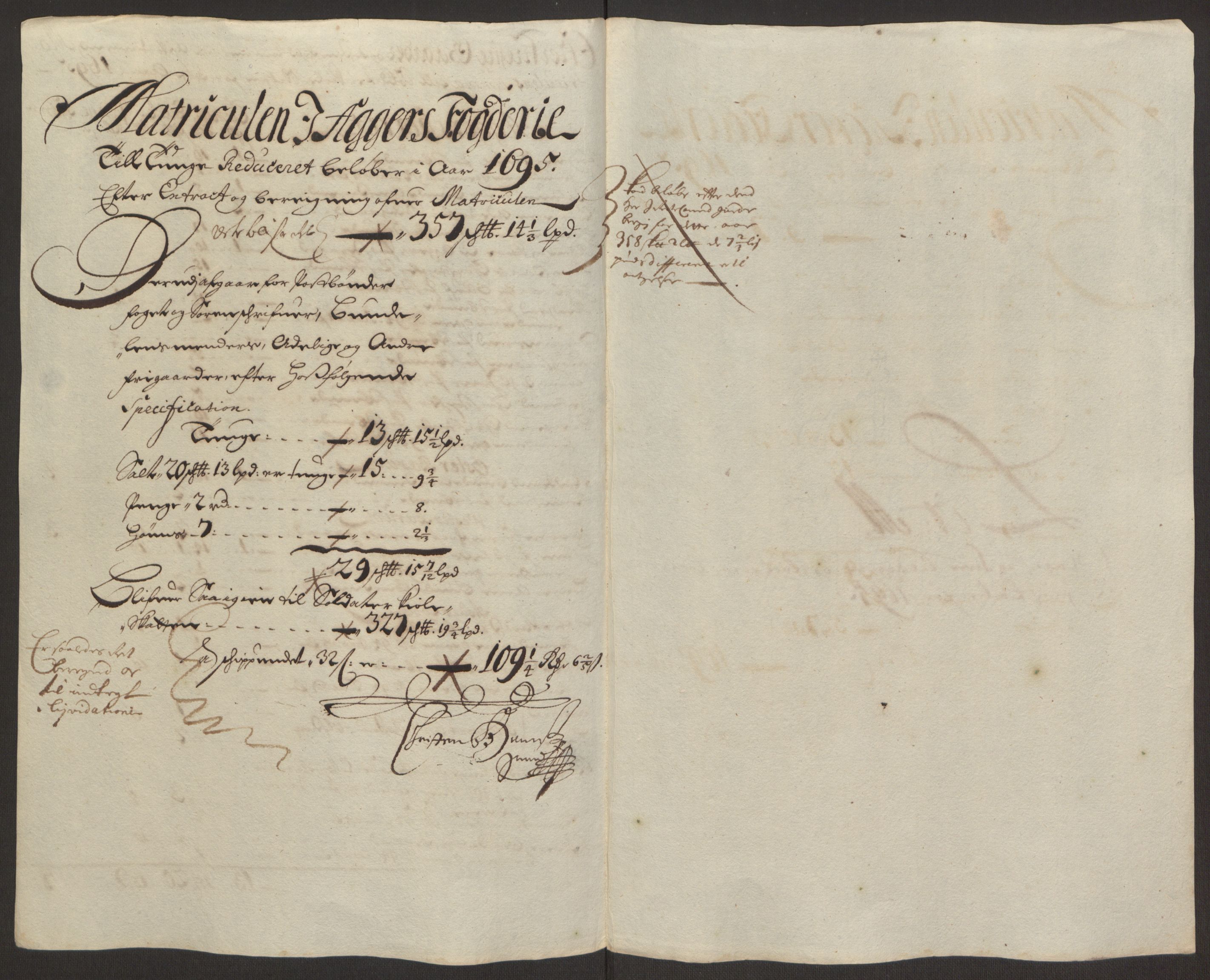 Rentekammeret inntil 1814, Reviderte regnskaper, Fogderegnskap, AV/RA-EA-4092/R10/L0439: Fogderegnskap Aker og Follo, 1695, s. 169