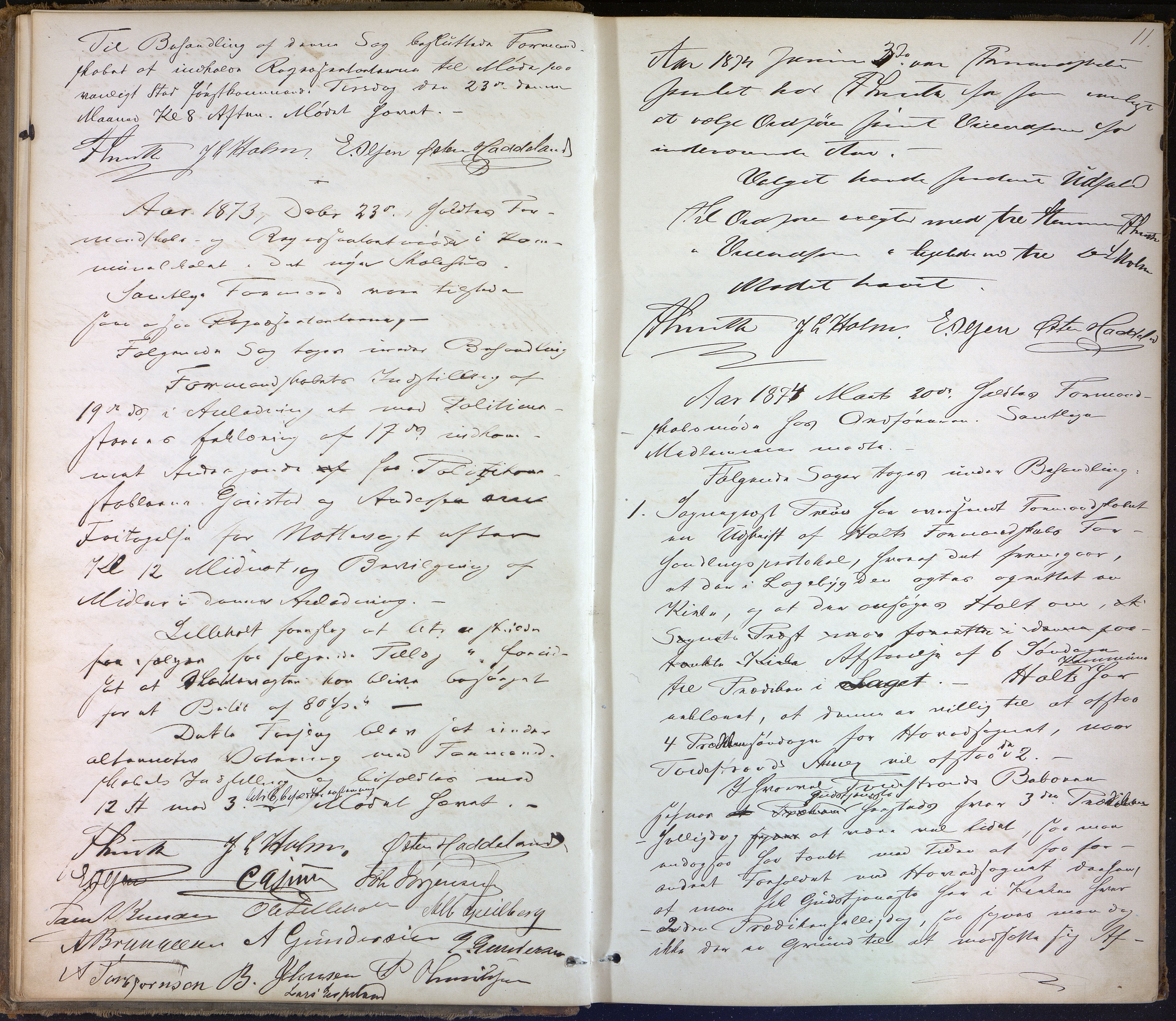 Tvedestrand kommune, AAMA/KA0902-PK/01/L0003: Møtebok, 1873-1885, s. 11