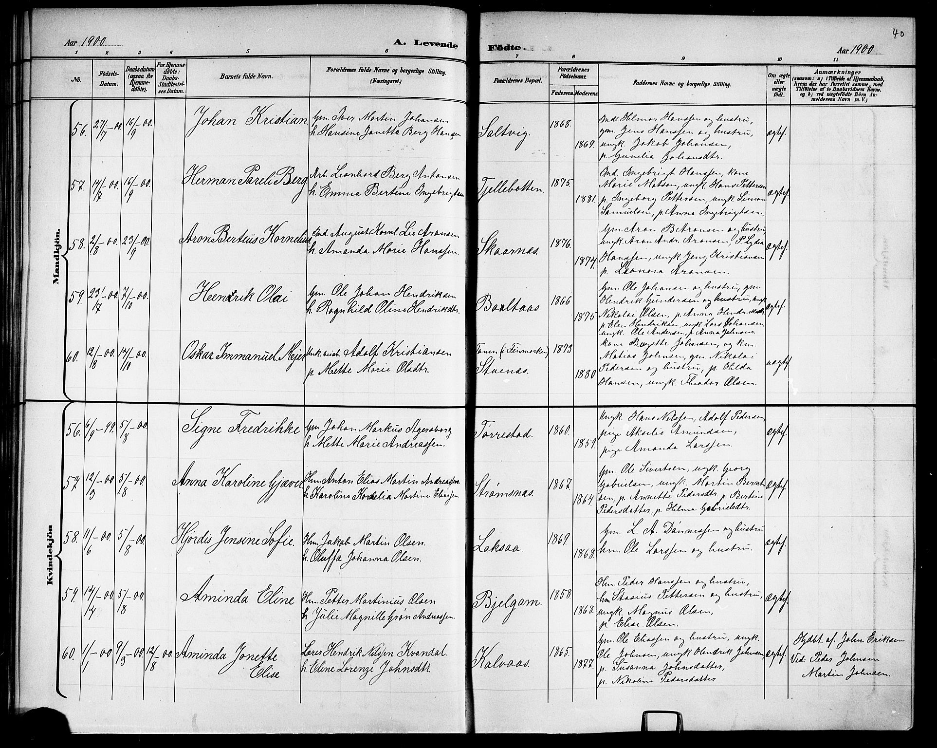 Ministerialprotokoller, klokkerbøker og fødselsregistre - Nordland, AV/SAT-A-1459/863/L0915: Klokkerbok nr. 863C05, 1898-1907, s. 40