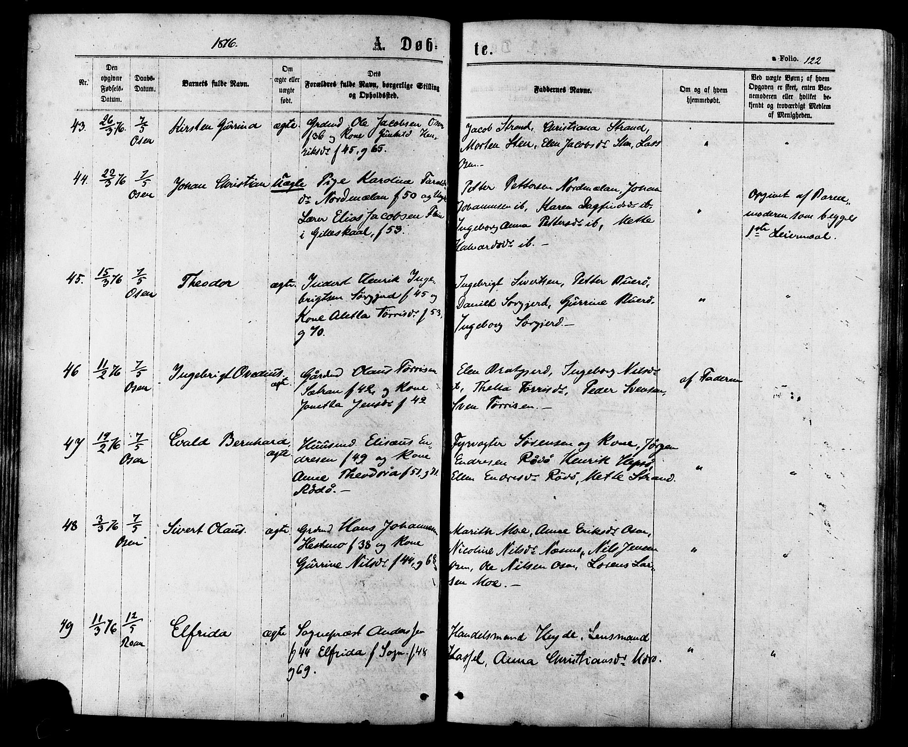 Ministerialprotokoller, klokkerbøker og fødselsregistre - Sør-Trøndelag, SAT/A-1456/657/L0706: Ministerialbok nr. 657A07, 1867-1878, s. 122