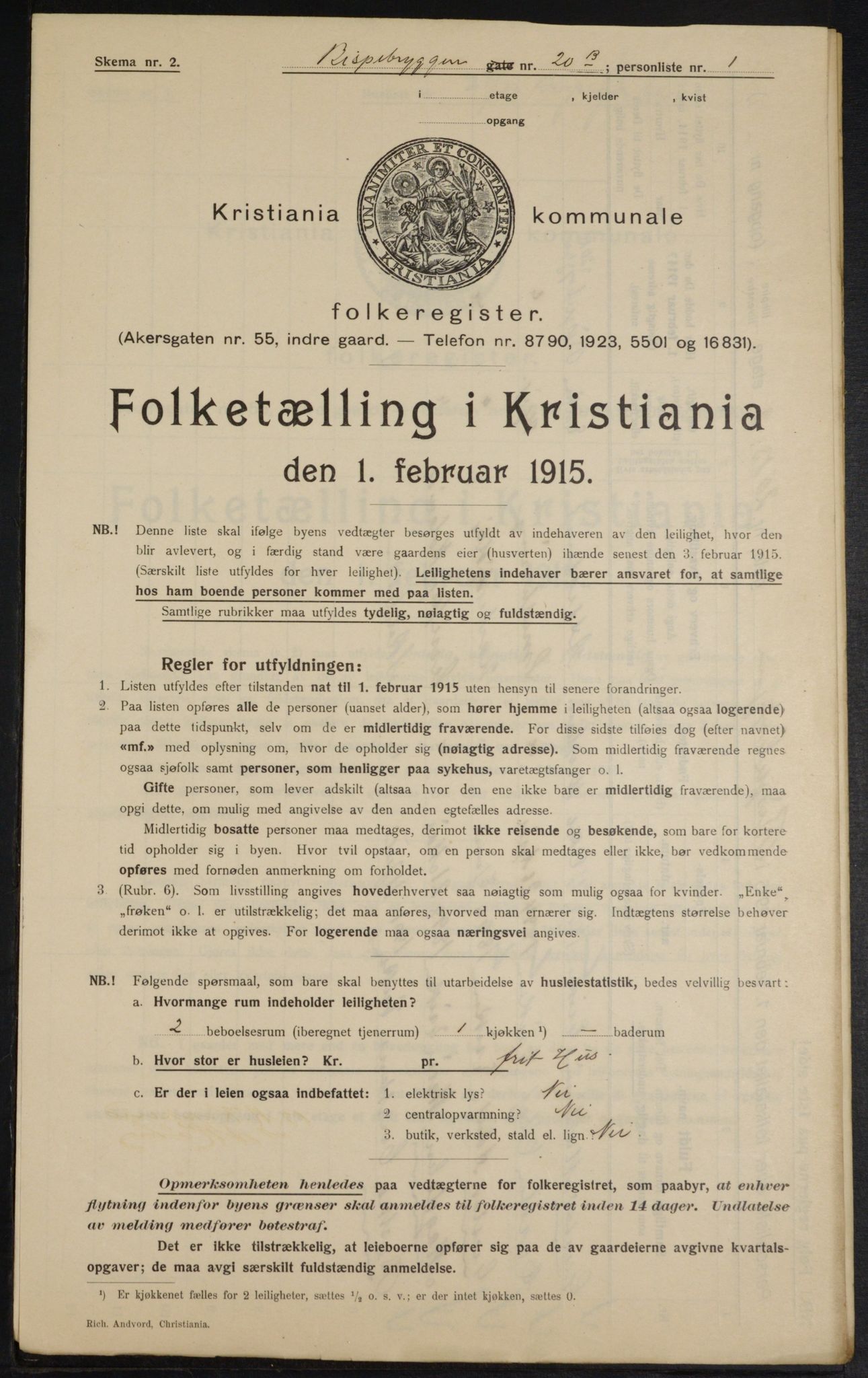 OBA, Kommunal folketelling 1.2.1915 for Kristiania, 1915, s. 5374