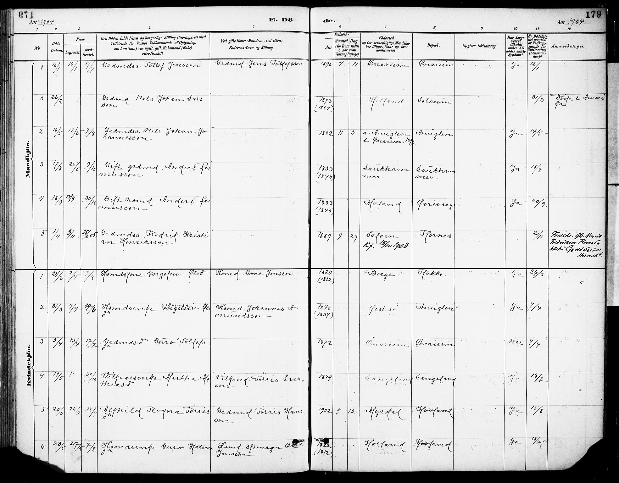 Tysnes sokneprestembete, AV/SAB-A-78601/H/Haa: Ministerialbok nr. C 1, 1887-1912, s. 179