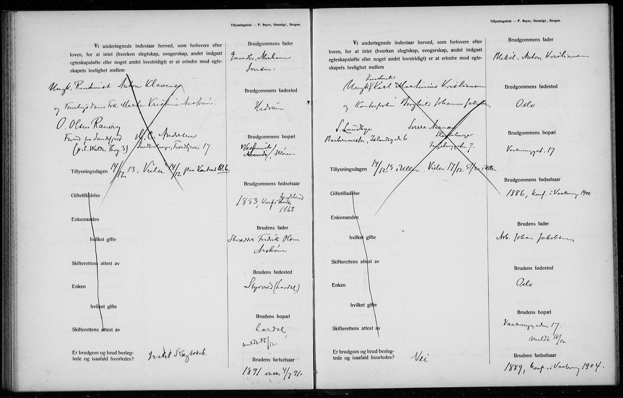 Ullern prestekontor Kirkebøker, AV/SAO-A-10740/H/L0001: Lysningsprotokoll nr. 1, 1911-1916