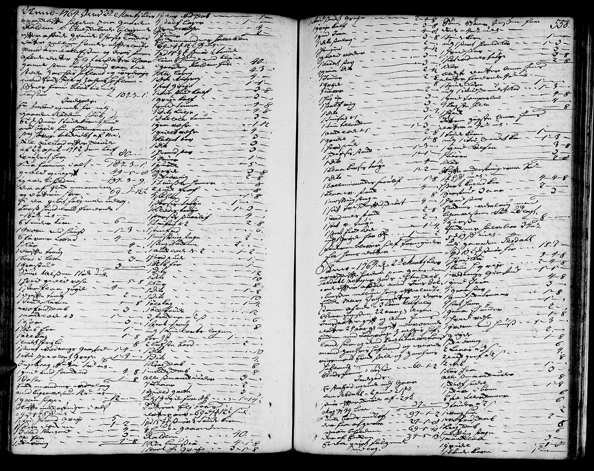 Sunnhordland sorenskrivar, SAB/A-2401/1/H/Ha/Haa/L0007: Skifteprotokollar. Register på lesesal. Fol. 901- ut, 1760-1765, s. 557b-558a