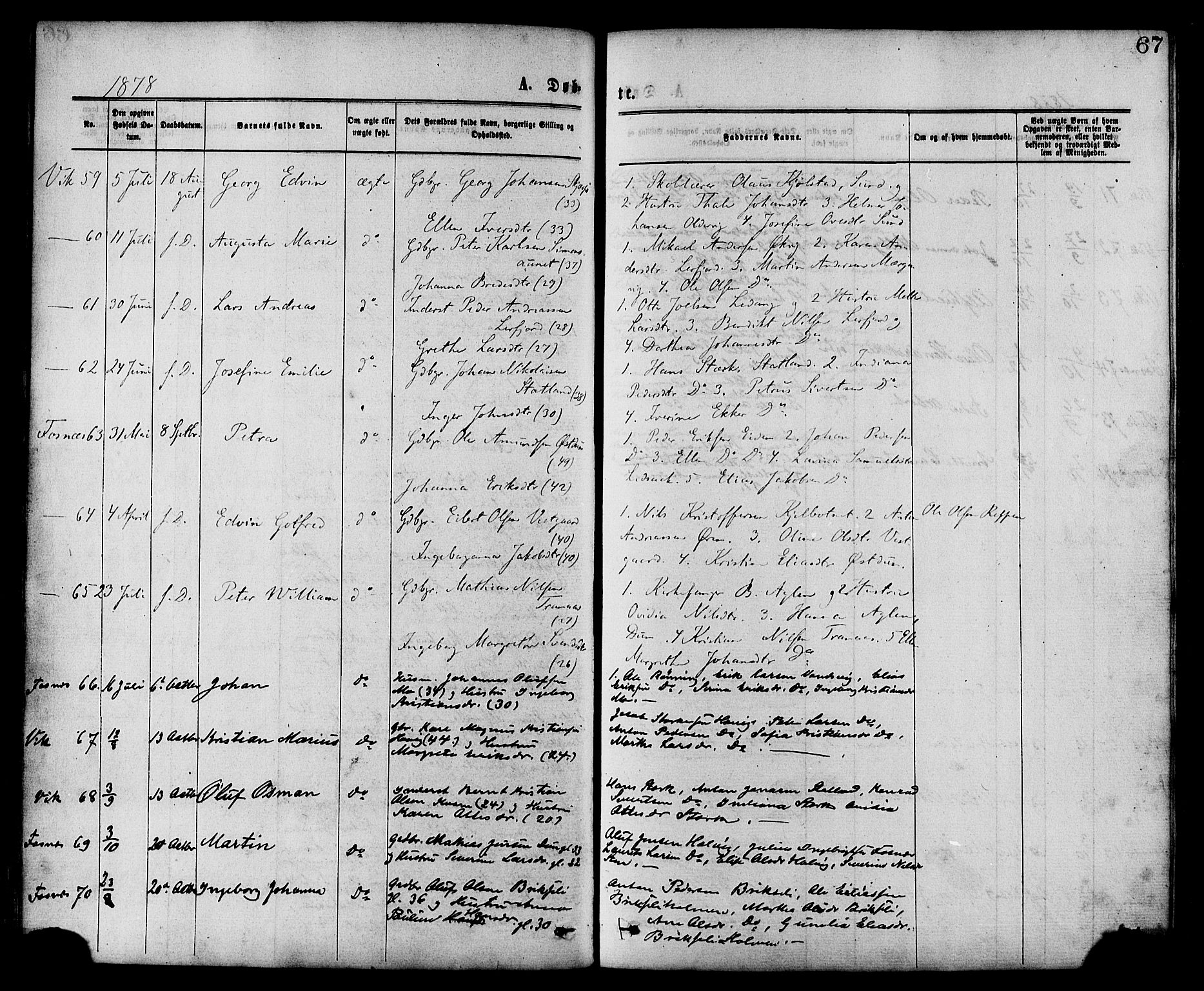 Ministerialprotokoller, klokkerbøker og fødselsregistre - Nord-Trøndelag, SAT/A-1458/773/L0616: Ministerialbok nr. 773A07, 1870-1887, s. 67