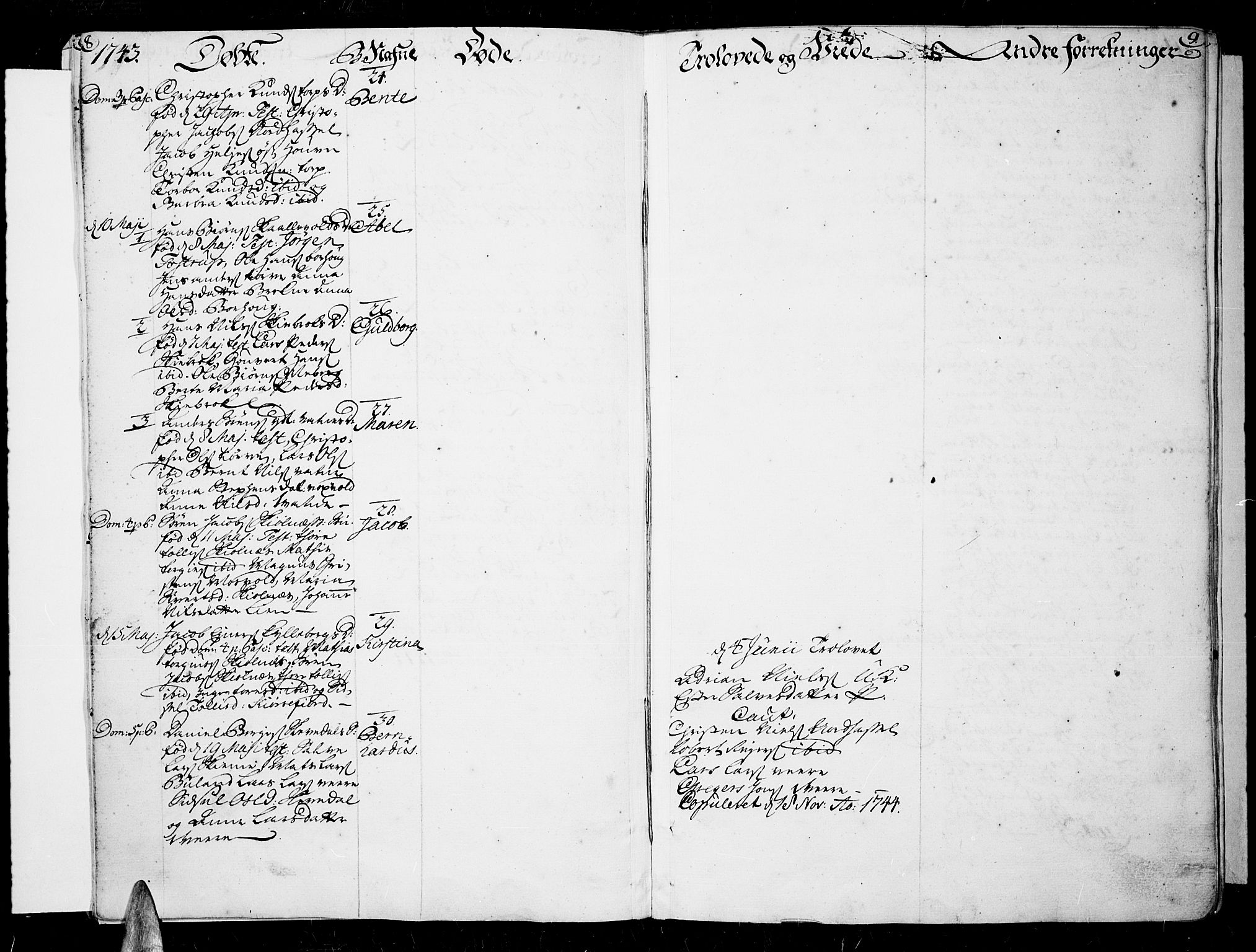 Lista sokneprestkontor, AV/SAK-1111-0027/F/Fa/L0003: Ministerialbok nr. A 3 /1, 1743-1767, s. 8-9