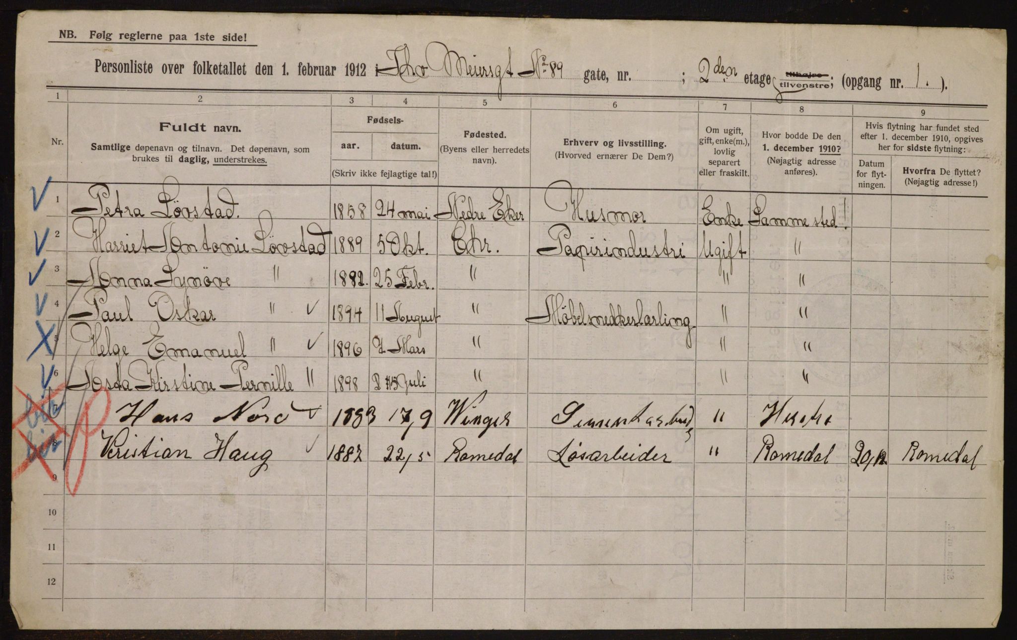OBA, Kommunal folketelling 1.2.1912 for Kristiania, 1912, s. 111344
