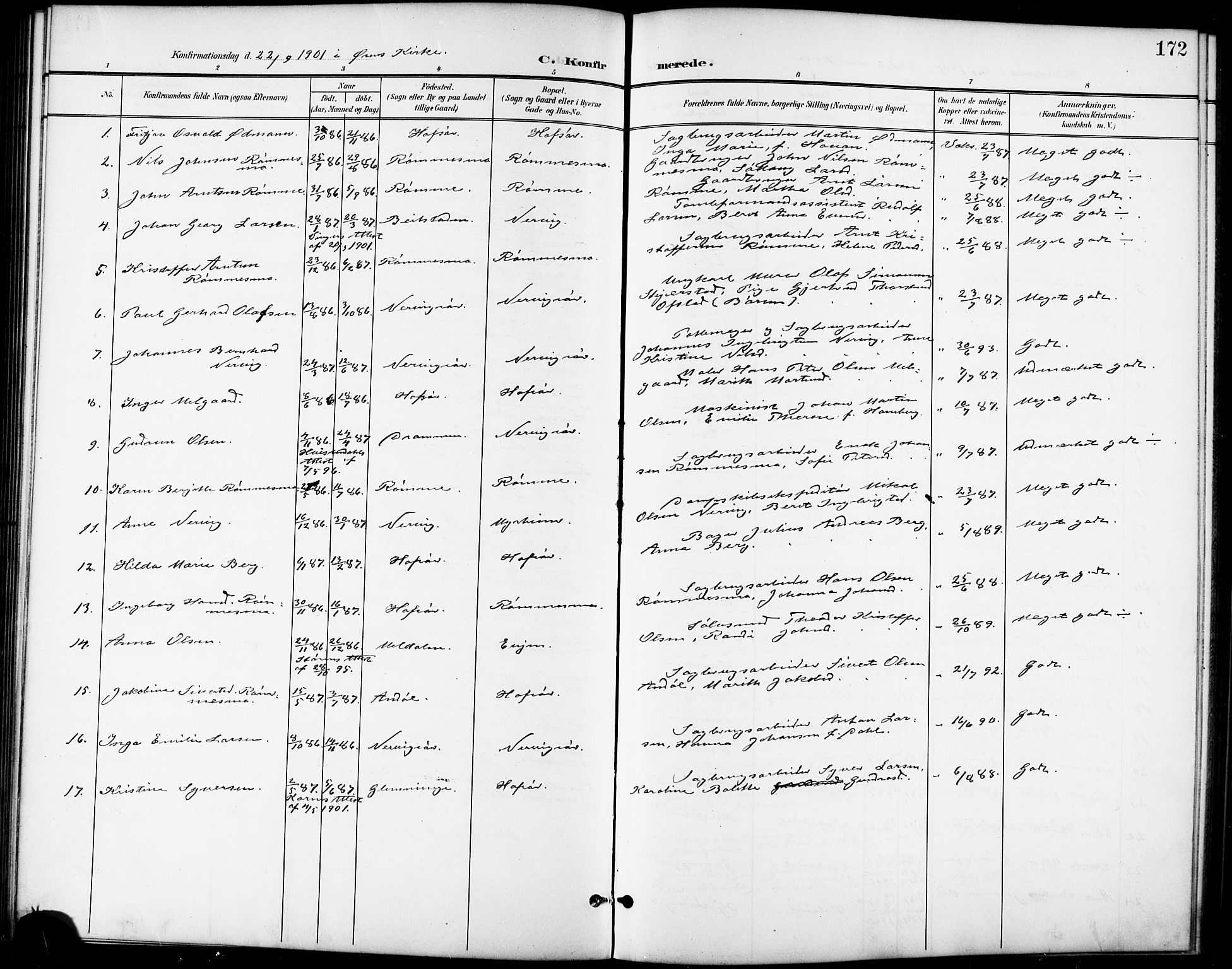 Ministerialprotokoller, klokkerbøker og fødselsregistre - Sør-Trøndelag, AV/SAT-A-1456/668/L0819: Klokkerbok nr. 668C08, 1899-1912, s. 172