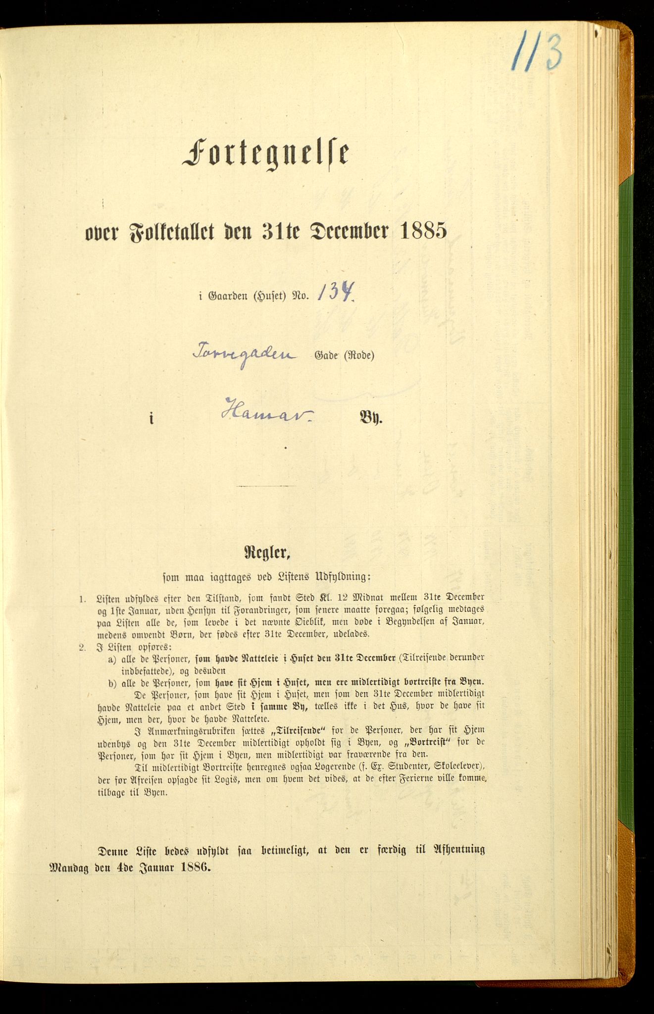 SAH, Folketelling 1885 for 0401 Hamar kjøpstad, 1885, s. 239