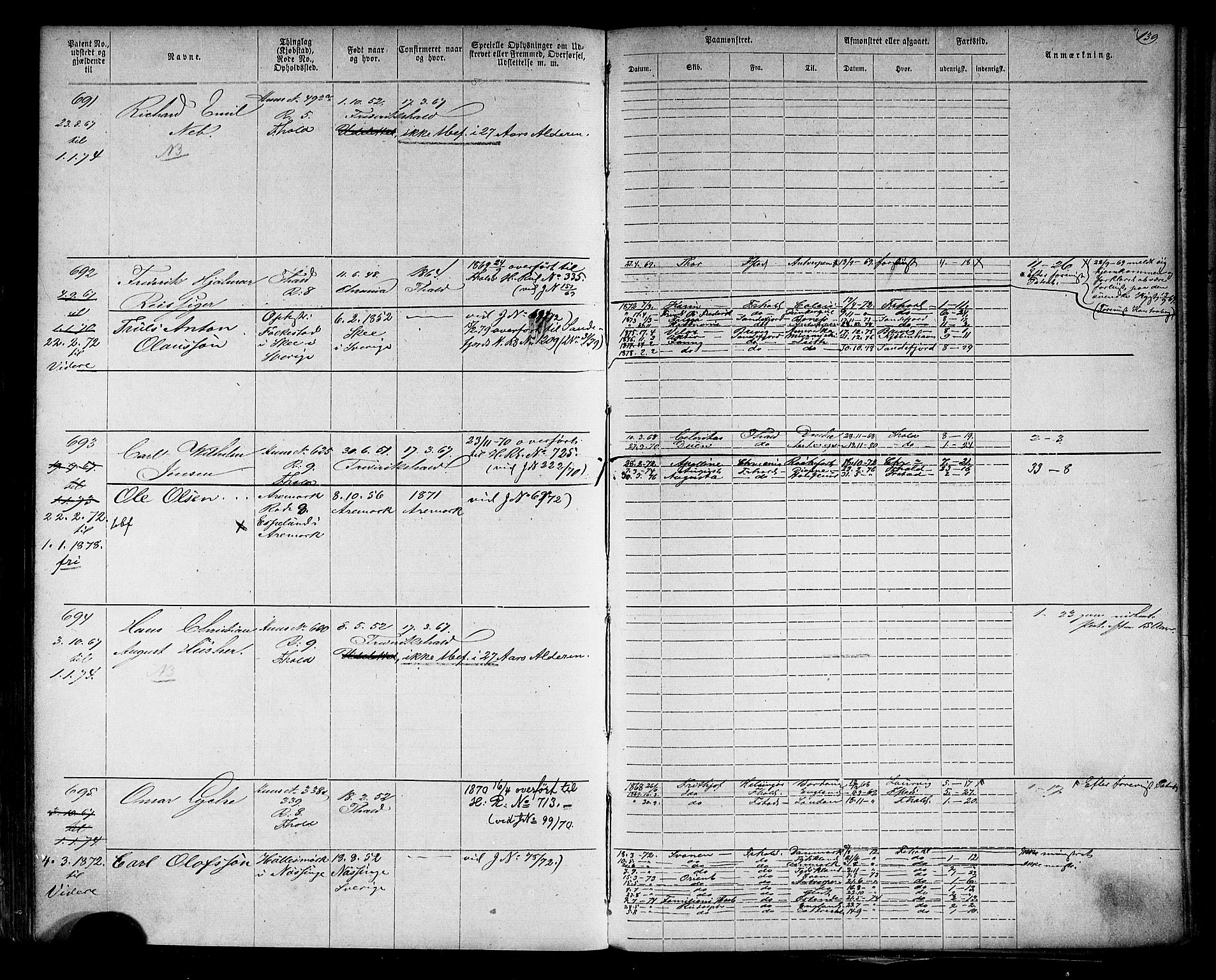 Halden mønstringskontor, AV/SAO-A-10569a/F/Fc/Fca/L0002: Annotasjonsrulle, 1868-1875, s. 158