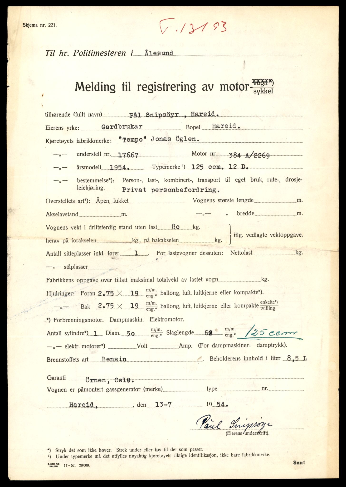 Møre og Romsdal vegkontor - Ålesund trafikkstasjon, AV/SAT-A-4099/F/Fe/L0038: Registreringskort for kjøretøy T 13180 - T 13360, 1927-1998, s. 221