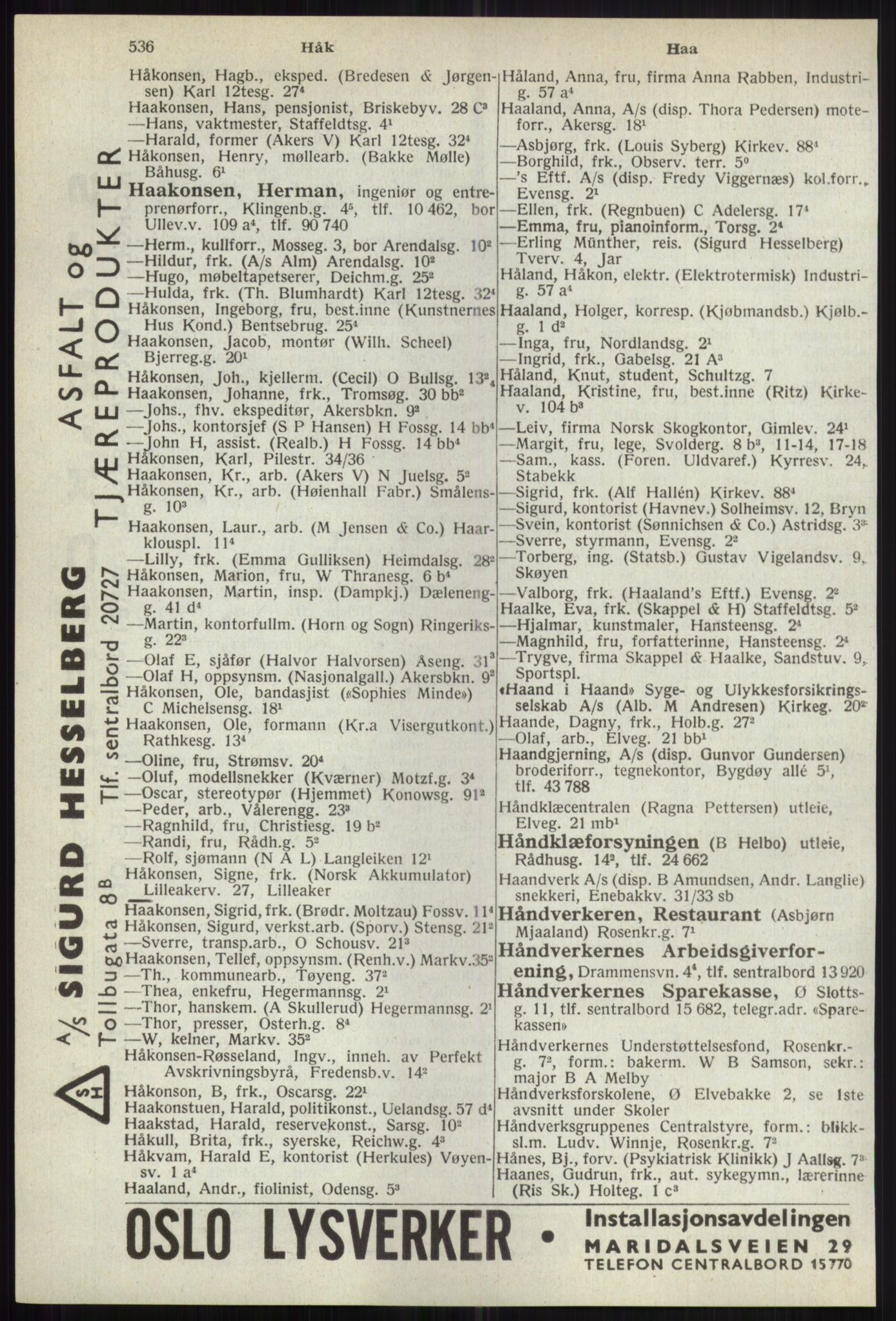 Kristiania/Oslo adressebok, PUBL/-, 1941, s. 536